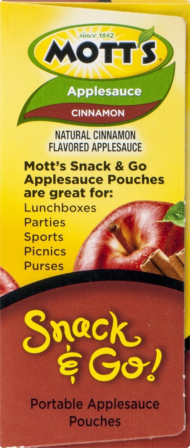 Mott's Cinnamon Applesauce, 3.2 oz clear pouches, 12 count
