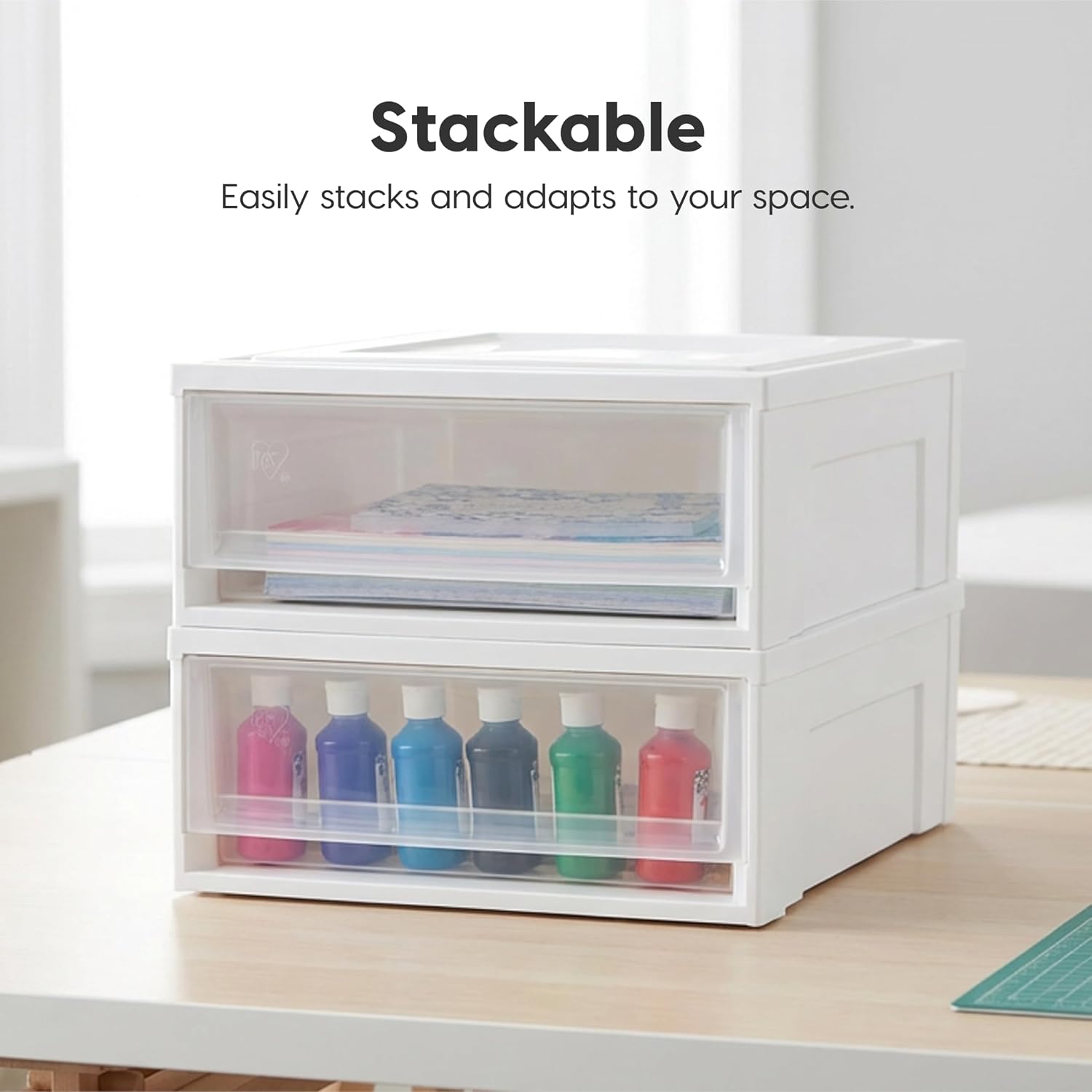 IRIS USA Shallow Box Chest Drawer, White 129770