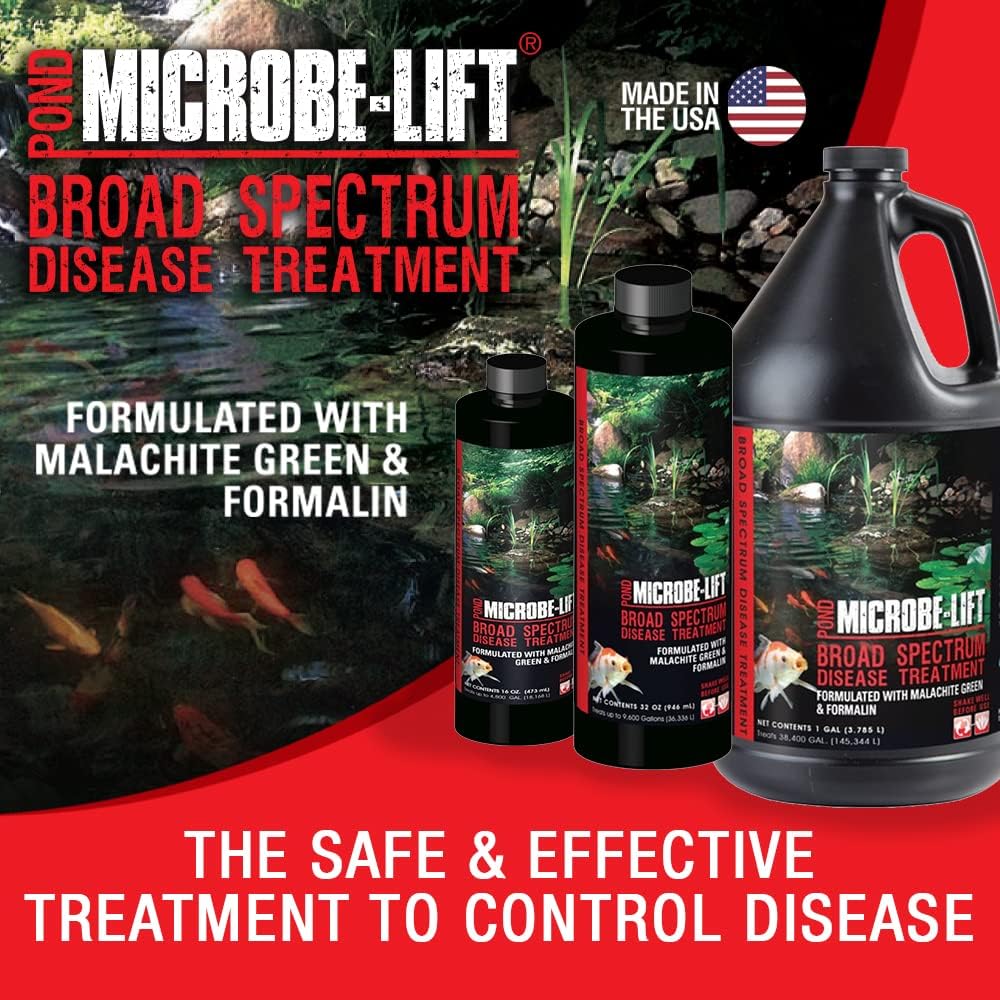 MICROBE-LIFT BSDT16 Broad Spectrum Disease Treatment for Ponds and Outdoor Water Garden, Safe for Live Koi Fish, Goldfish, Plants, and Decor, 16 Fl Oz