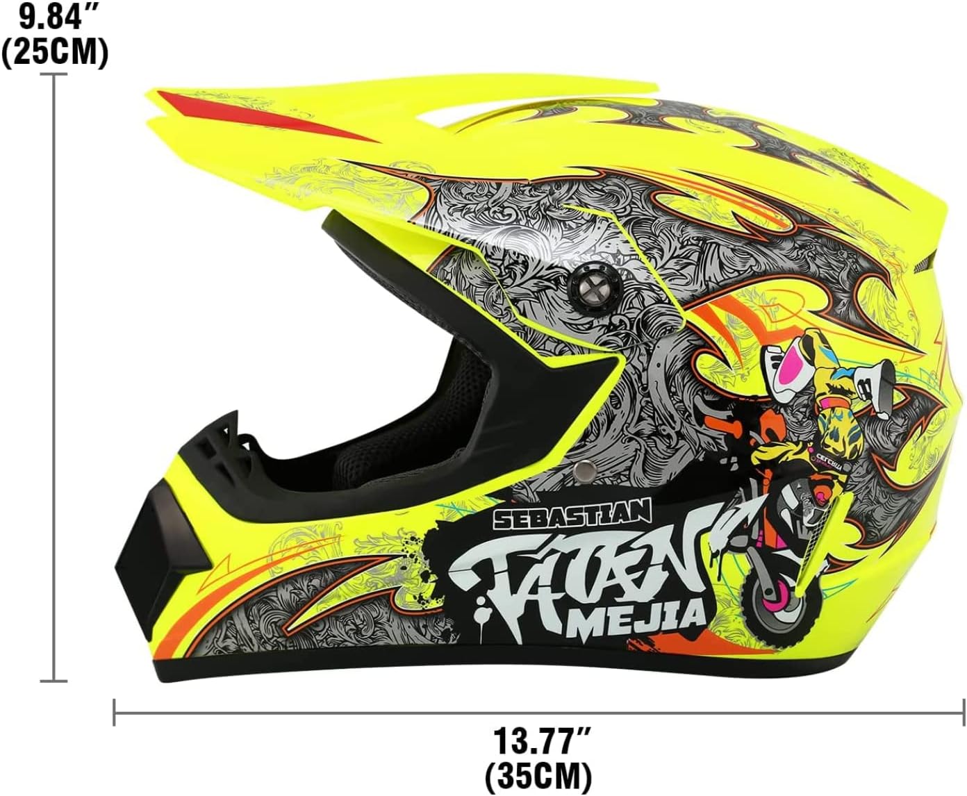 Motocross Helmet ATV Dirt Bike Helmets Off-Road Helmet with Gloves Goggles for Unisex Adult Youth DOT/FMVSS 218 Approved (Medium, Black)