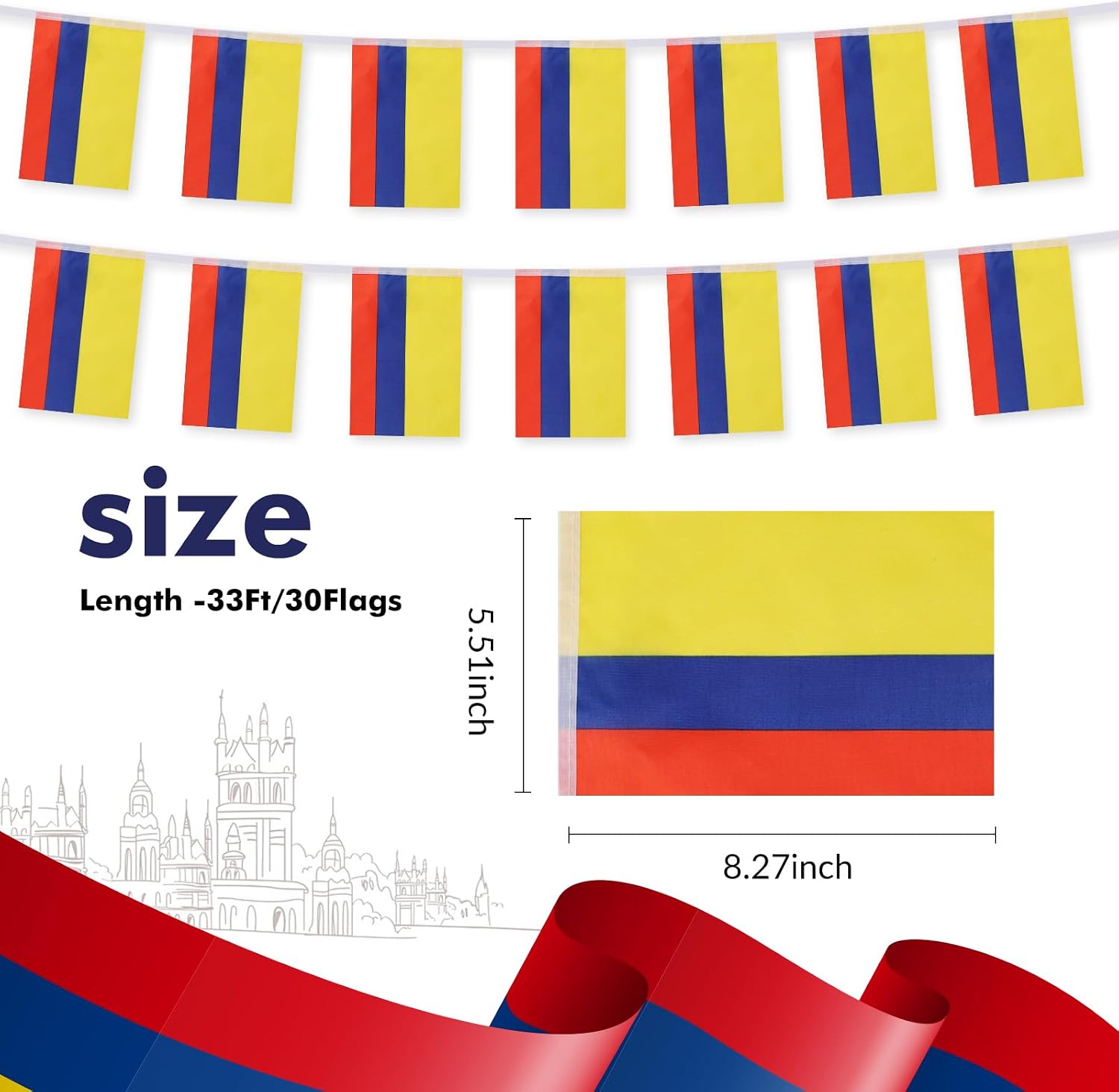 Nicaragua Flag Banner, Small Mini Nicaraguan Flags Patriotic Decoration for Party, Classroom, Sports Events, 33 Feet 30 Flags