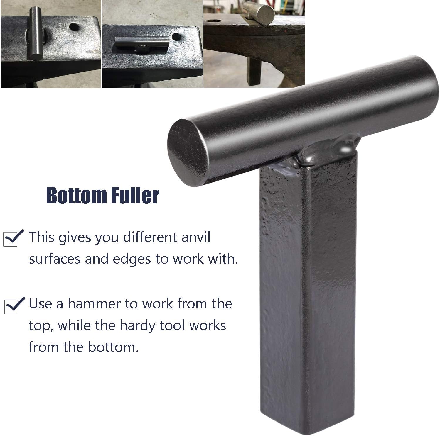 1 Inch Blacksmith Anvil Hardy Tool Set – Hot Cut, Creasing Tool Stake, Bottom Fuller, Turning Bending Scrolling Fork