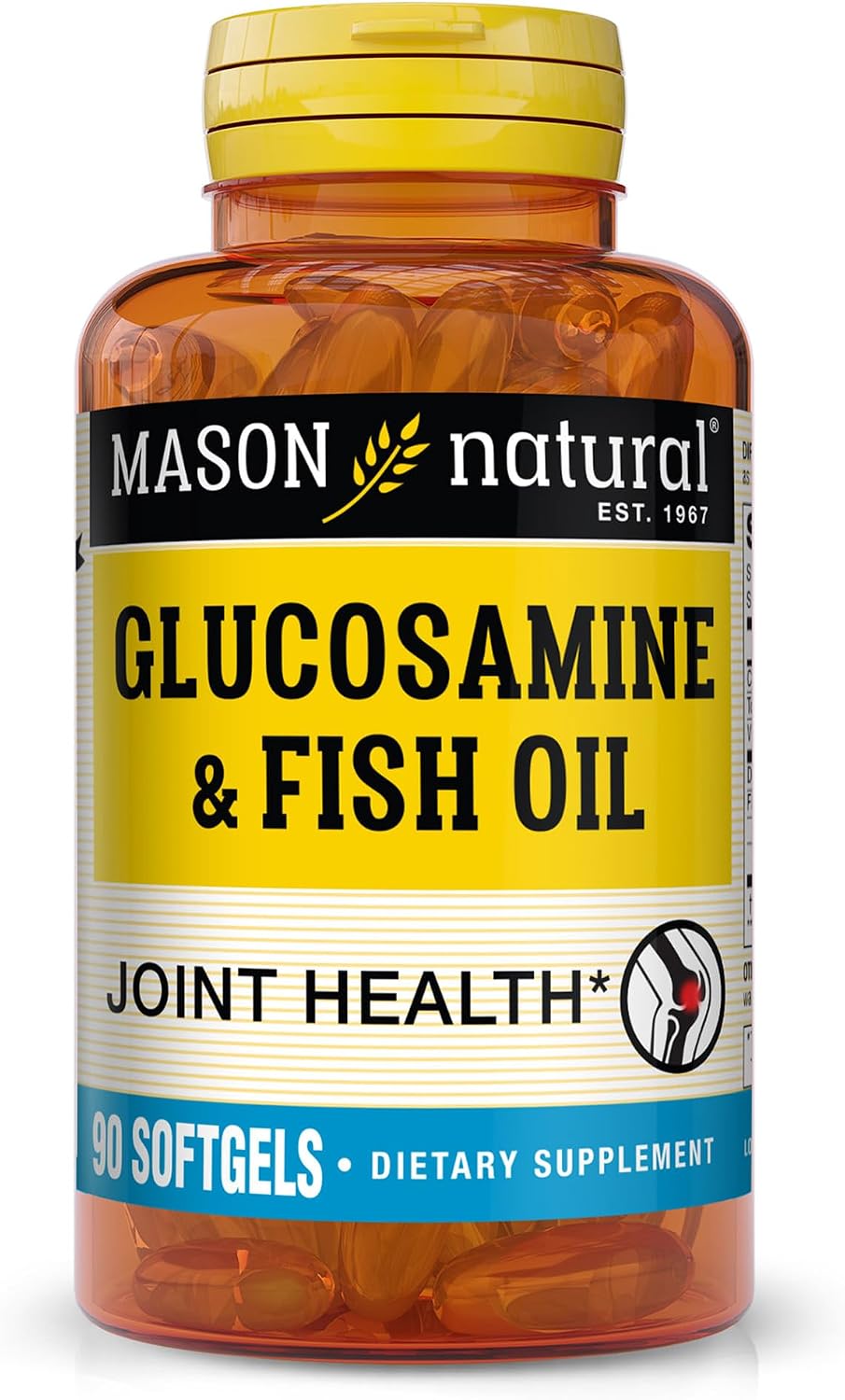MASON NATURAL Glucosamine & Fish Oil with DHA & Omega-3, 30 Day Supply | 1, 500mg glucosamine plus 1