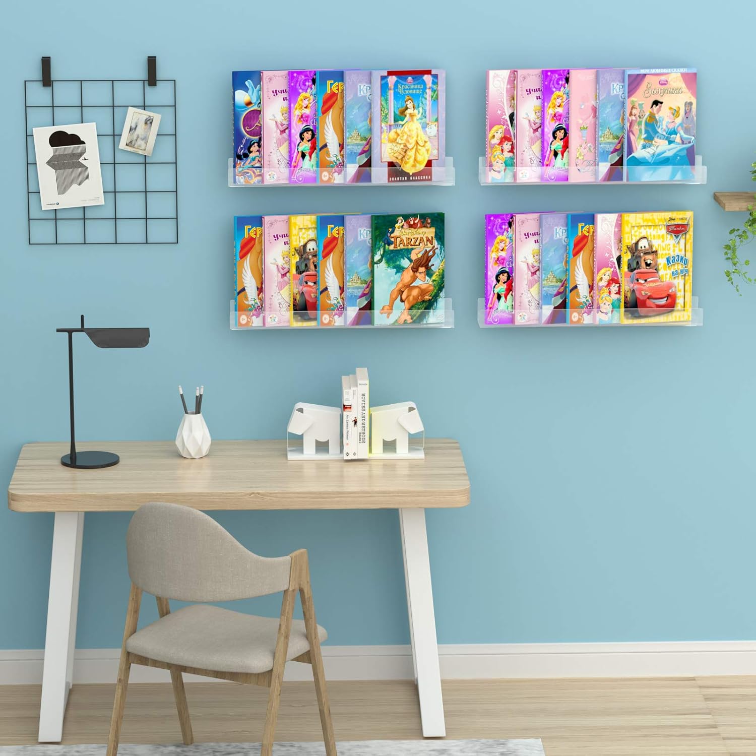 NIUBEE 24”Acrylic Floating Bookshelves for Kids Wall Shelves 2 Packs | Premium Acrylic 50% Thicker with Screwdriver Clear Bathroom Extra-Large Storage Shelves Display Organizer