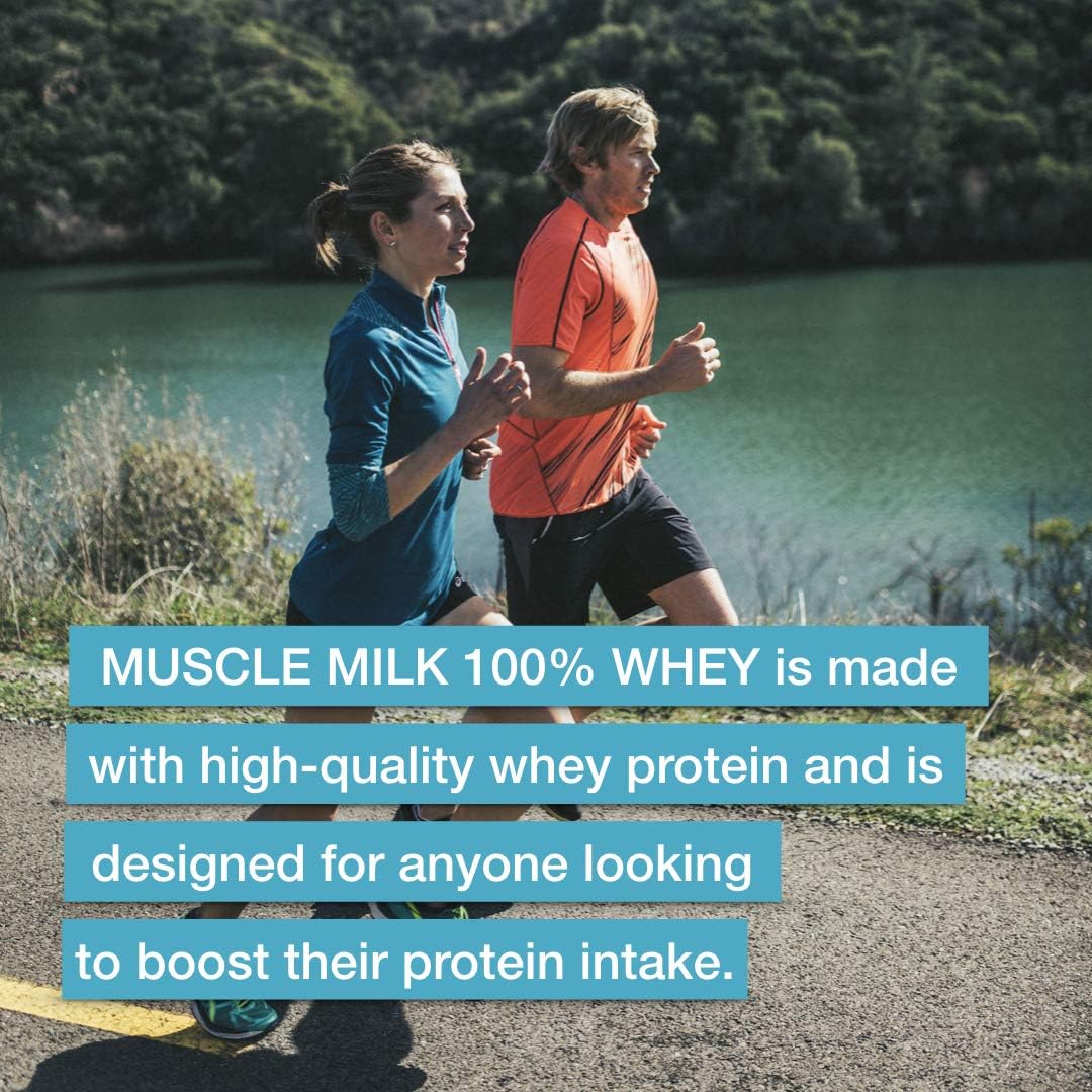 Muscle Milk 100% Whey Protein Powder, Vanilla, 5 Pound, 68 Servings, 25g Protein, 2g Sugar, Low in Fat, NSF Certified for Sport, Energizing Snack, Workout Recovery, Packaging May Vary