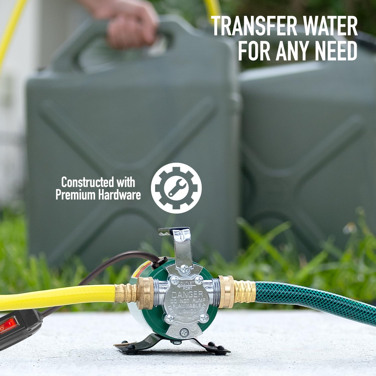 SumpMarine Water Transfer Pump, 115V 330 Gallon Per Hour - Portable Electric Pump with 6' Hose Kit, Remove Water From Pools, Rain Barrel, Aquariums