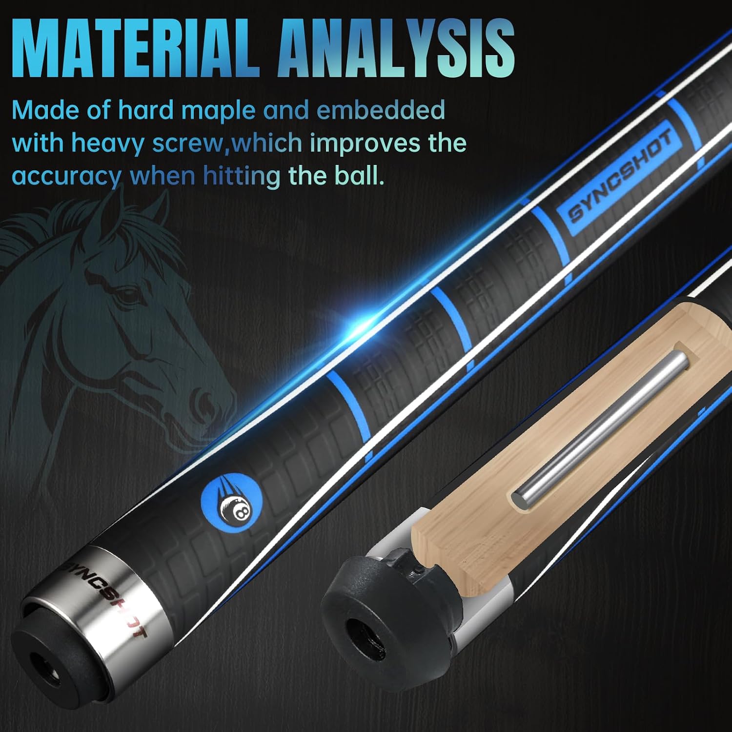 Carbon Fiber Pool Cue Stick 58" Professional Pool Sticks for Adults Full Carbon Technology Tacos De Billiar Low Deflection Billiard Pool Table Cues 3 Colors Available