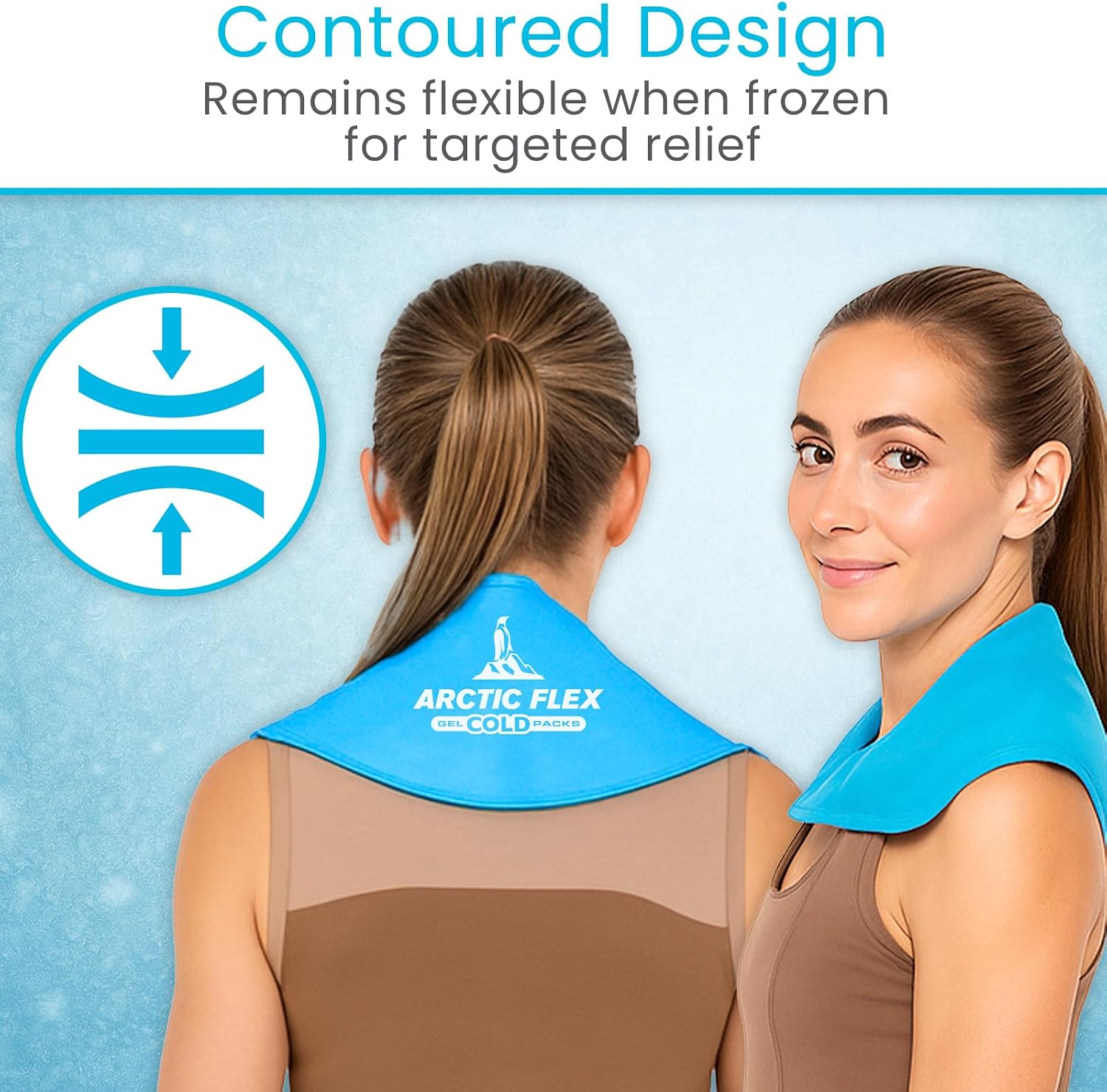 Arctic Flex Neck Ice Pack - Cold Compress Shoulder Therapy Wrap - Cool | Reusable Medical Freezer Gel Pad for Swelling, Injuries, Headache, Cooler (Large (1 Pack))