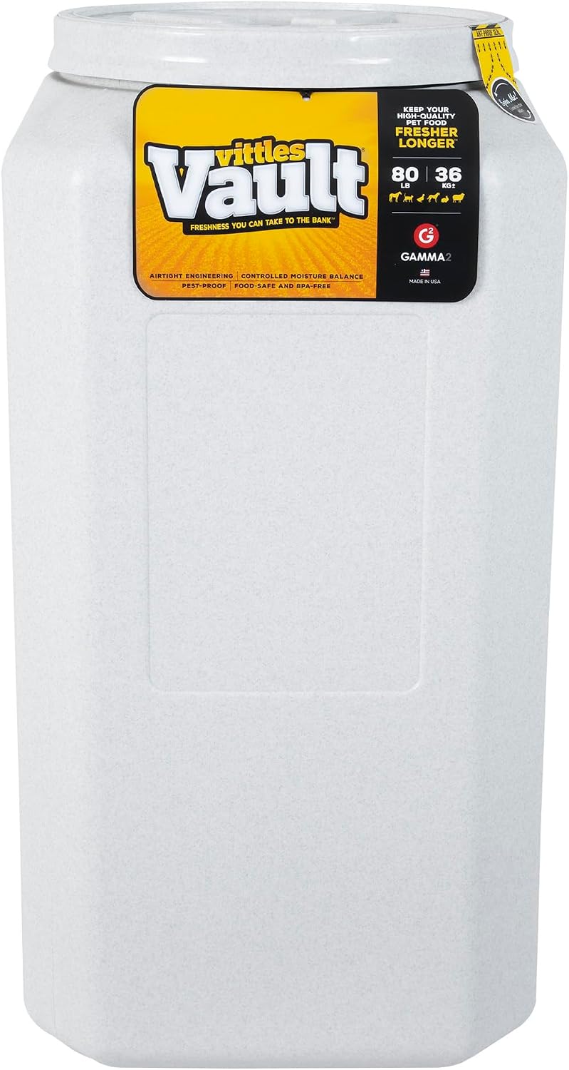 Gamma2 Vittles Vault Pet Food Storage Containers - Sealed Dog and Cat Food Storage Container, Fits up to 25lbs, Made in the USA - [12"L x 13.75"H] | Made in USA, 12 inch long by 13.75 inch tall, airtight lid keeps kibble fresh and pests out, a durable pa…