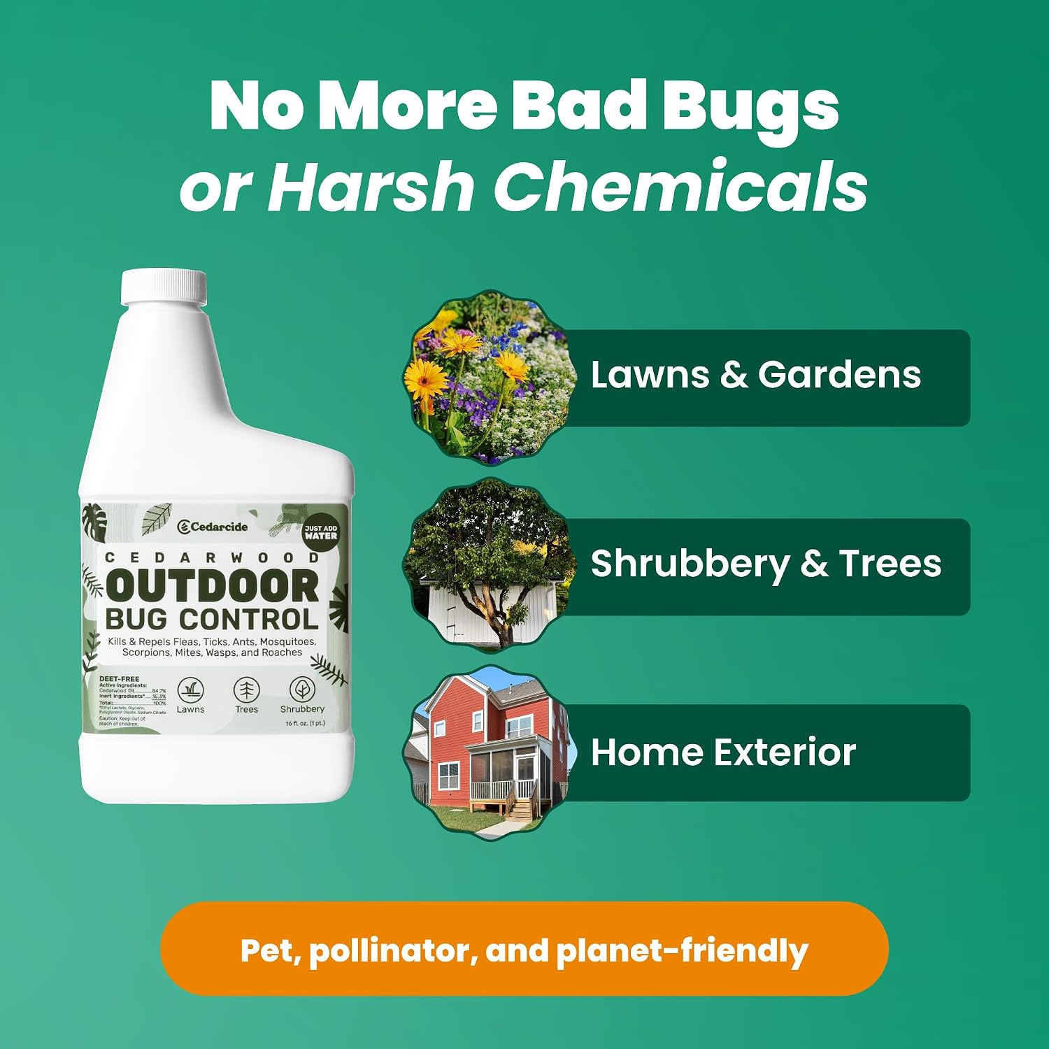Cedarcide Outdoor Bug Control Concentrate | Kills & Repels Mosquitoes, Fleas