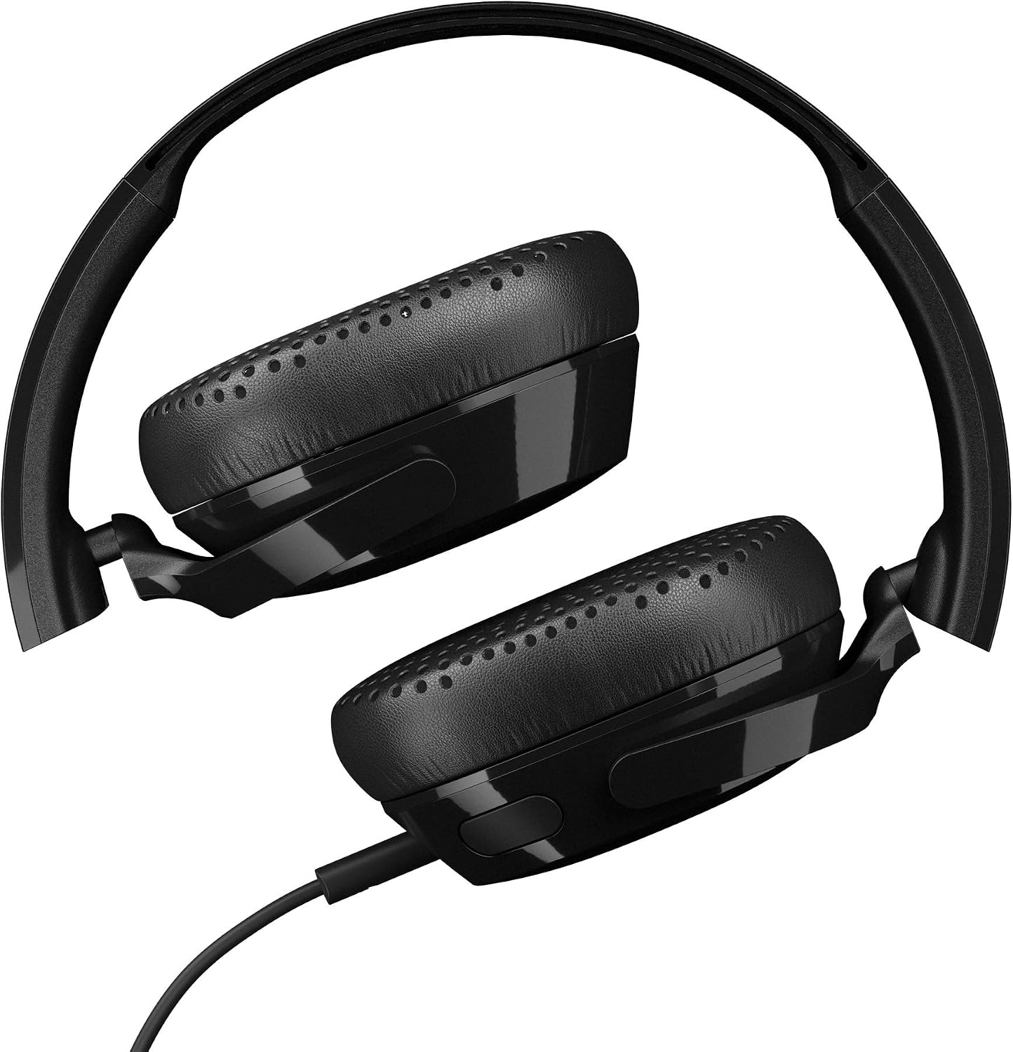 Skullcandy Riff On-Ear Wired Headphones with 3.5mm AUX Plug - Black | Travel Ready with 3.5mm Wired Connection, Built-In Microphone, Foldable Lightweight Comfortable Design, Durable Headband