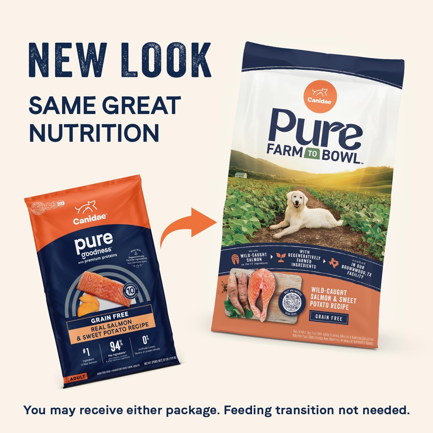 Canidae Pure Farm to Bowl Dry Dog Food - Balanced Nutrition for Adult Dogs - Limited Ingredient Formula - Grain, Wheat & Soy-Free - 22 lb - Wild-Caught Salmon & Sweet Potato Recipe