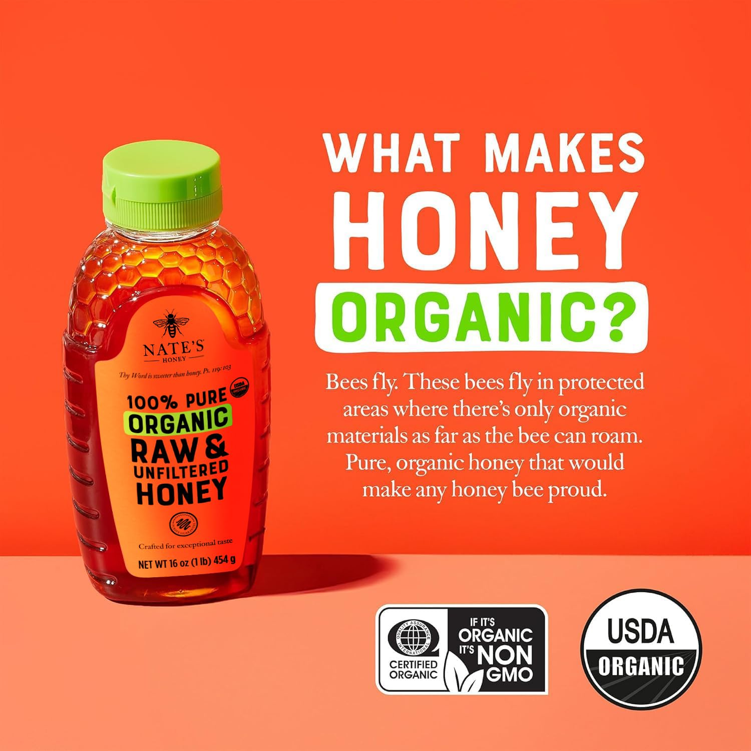 Nate's Organic Honey - 32oz. Squeeze Bottle