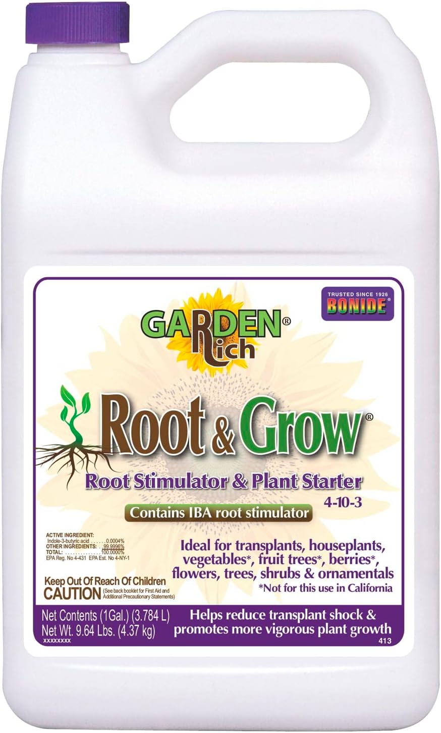 Bonide Garden Rich Root & Grow Root Stimulator & Plant Starter | 32 oz Concentrate, 4-10-3 Fertilizer For Transplanting