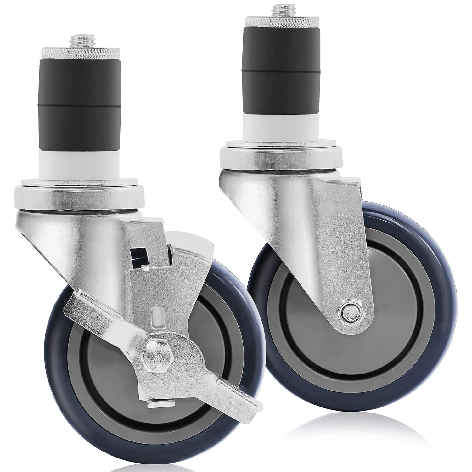 GRIDMANN 4 inch Caster Wheel Set for Commercial Kitchen Prep Tables, 2 Wheels with Brakes, 2 Without Brakes