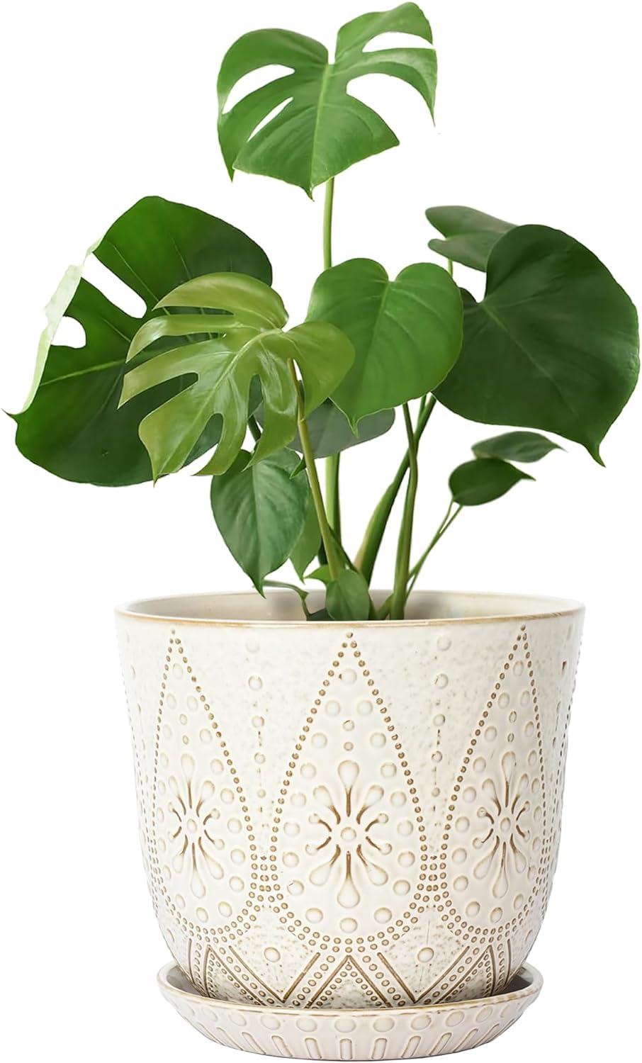 Gepege Ceramic Plant Pots, 6 Inch Indoor Planters with Drainage & Saucers