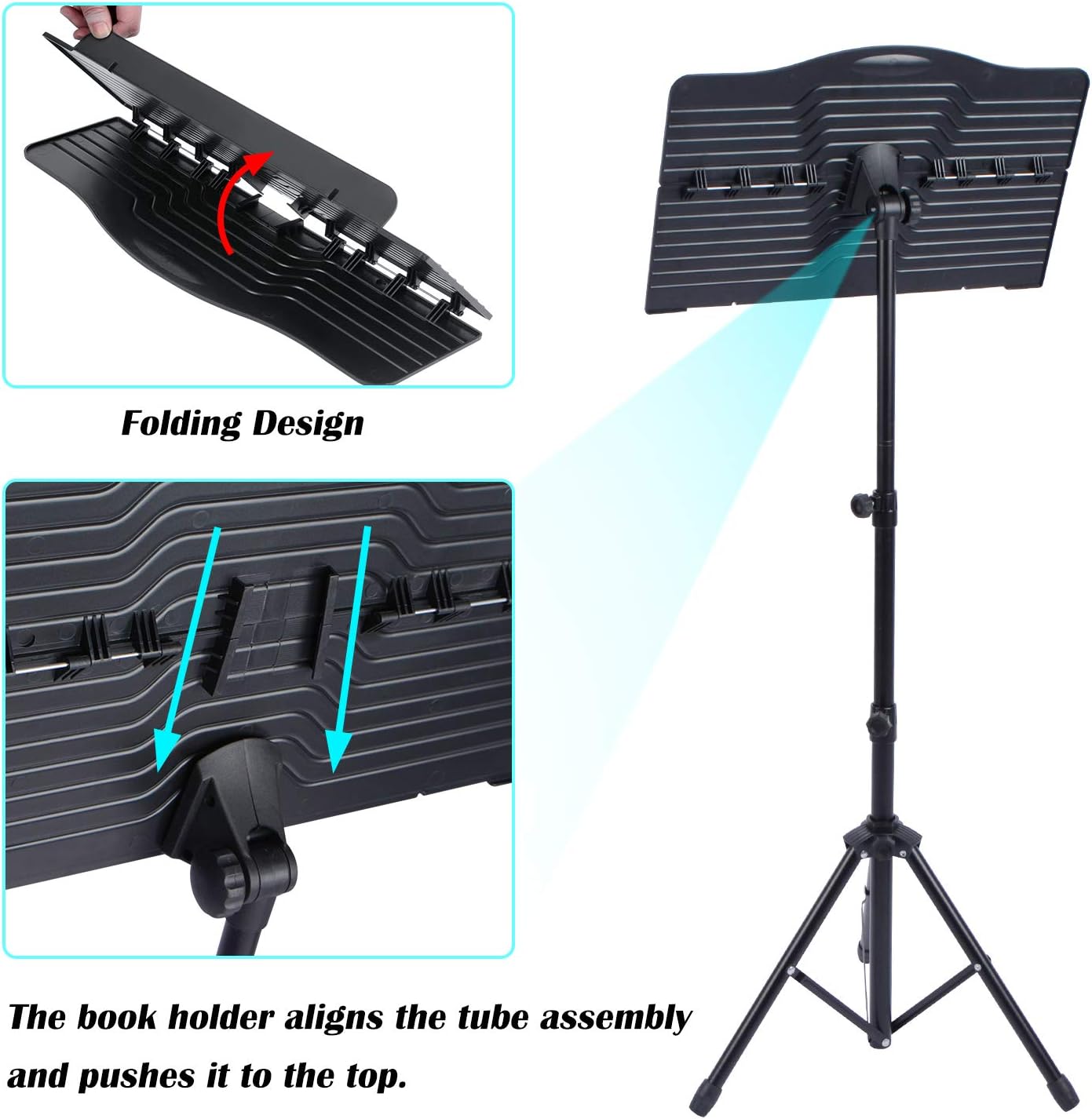 Klvied Portable Folding Sheet Music Stand with Violin Hanger