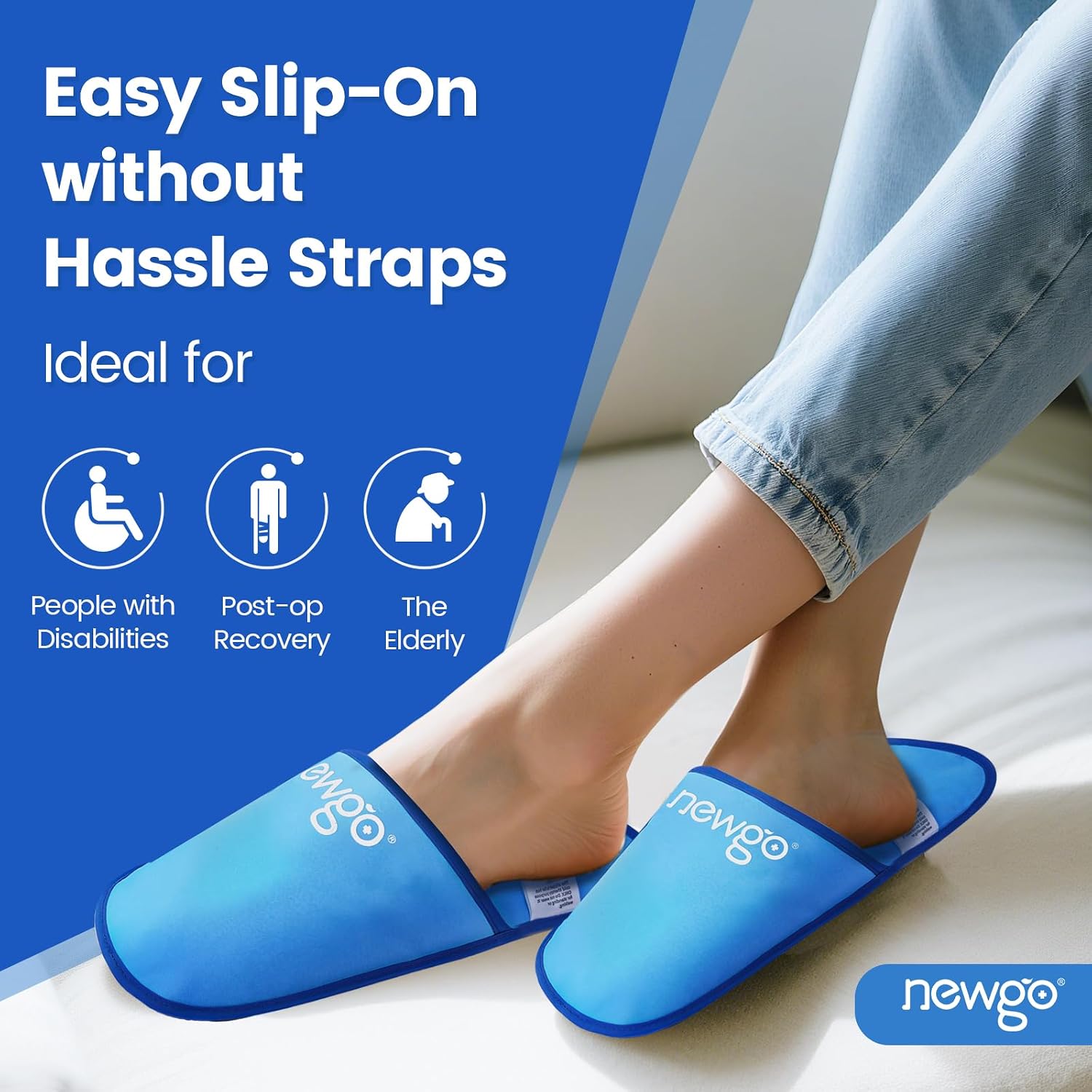 NEWGO Foot Ice Pack Slippers for Plantar Fasciitis, FSA Eligible, 2 Pack