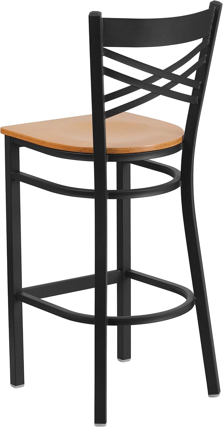 Flash Furniture Hercules Metal Restaurant Barstool, Black | X Back Style, Vinyl Upholstery, Durable Construction, Commercial Use