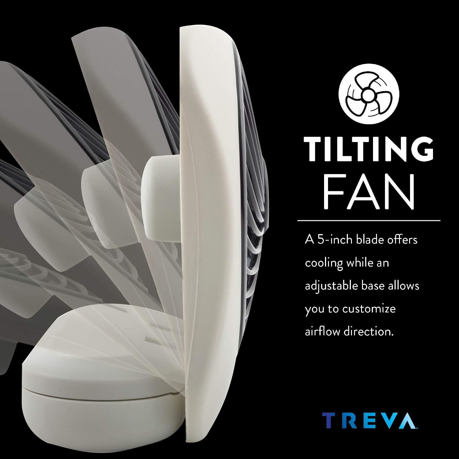 O2COOL Treva 5 in Portable Battery Powered Desk Fan 2-Speed Black | Yes