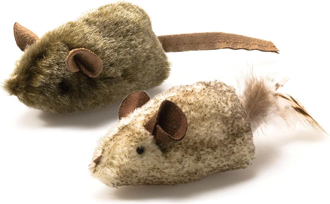 OurPets Play-N-Squeak Twice the Mice Cat Toy, 2 Piece Set, Catnip Filled | Real mouse sound effect, electronic squeaker inside, sparks hunting instinct, engaging design, for indoor felines every day