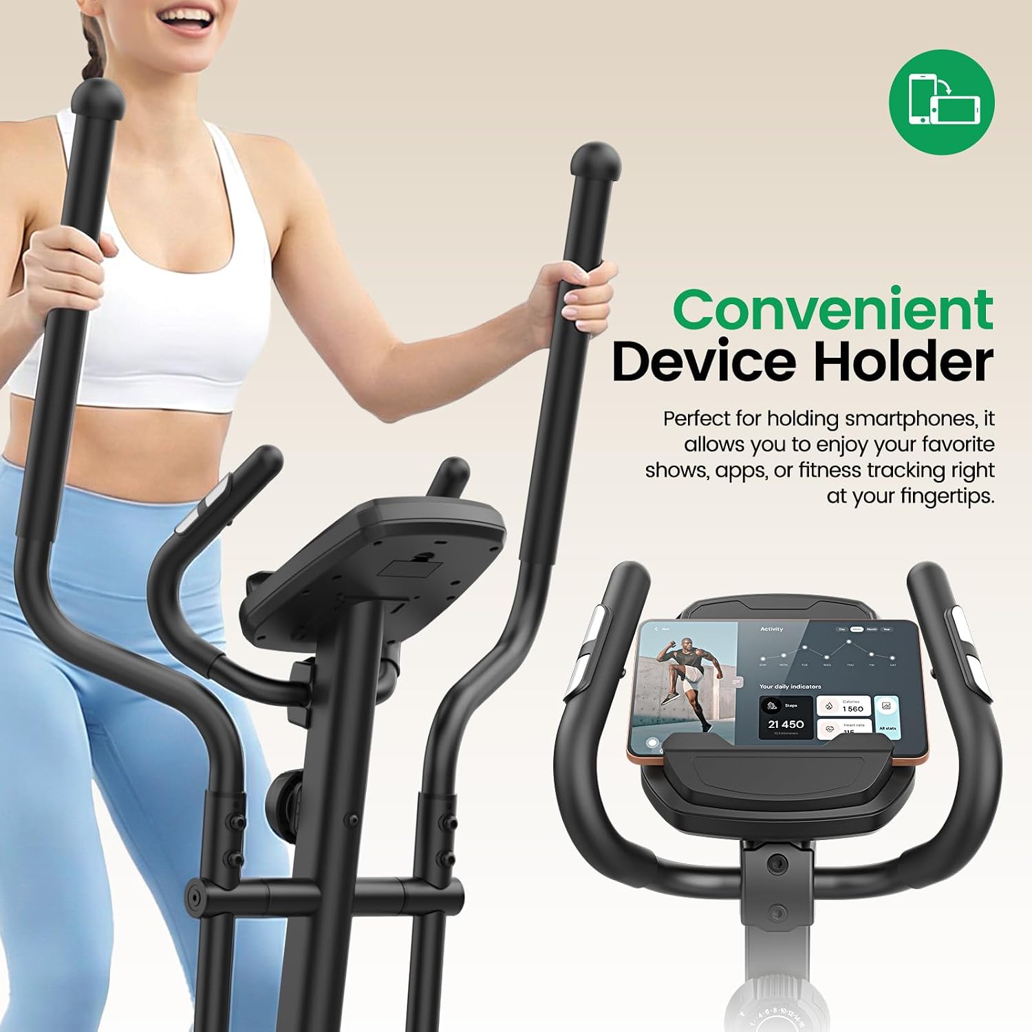 ANCHEER Elliptical Exercise Machine for Home, Foldable Magnetic Elliptical Trainer with 16" Stride, 16 Resistance Levels, Adjustable Pedals, LCD Monitor & Pulse Sensor, 550 LBS Weight Capacity