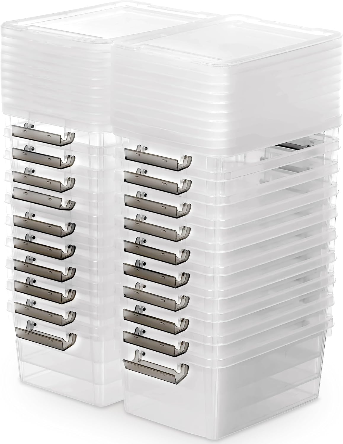 Citylife 10Packs 1.3Qt Small Storage Bins with Lids,Stackable Clear