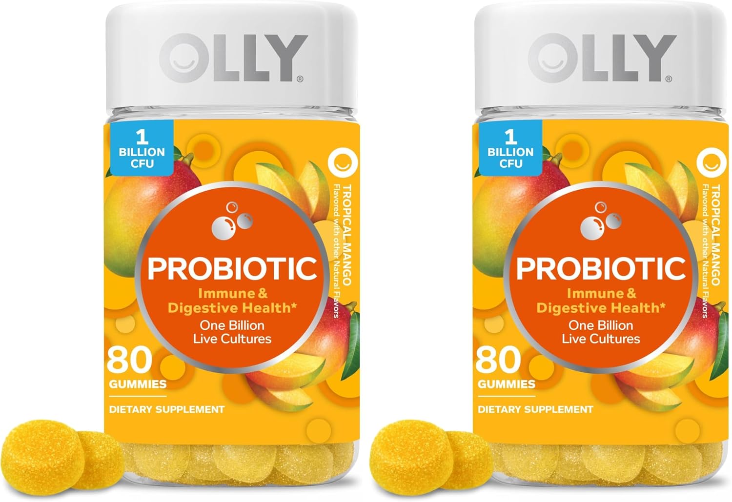 OLLY Probiotic Gummy, Immune System & Digestive Support*, Mango - 50 Count