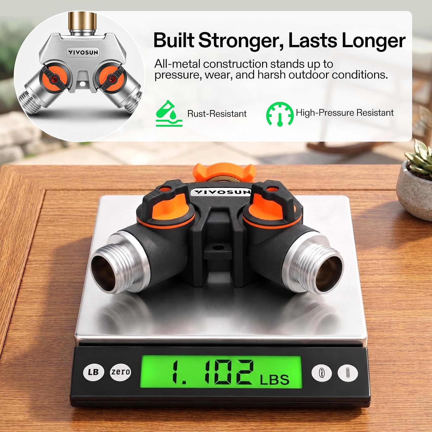 VIVOSUN Garden Hose Splitter 4 Way, Heavy Duty Water Hose Connector 3/4", Water Hose Manifold