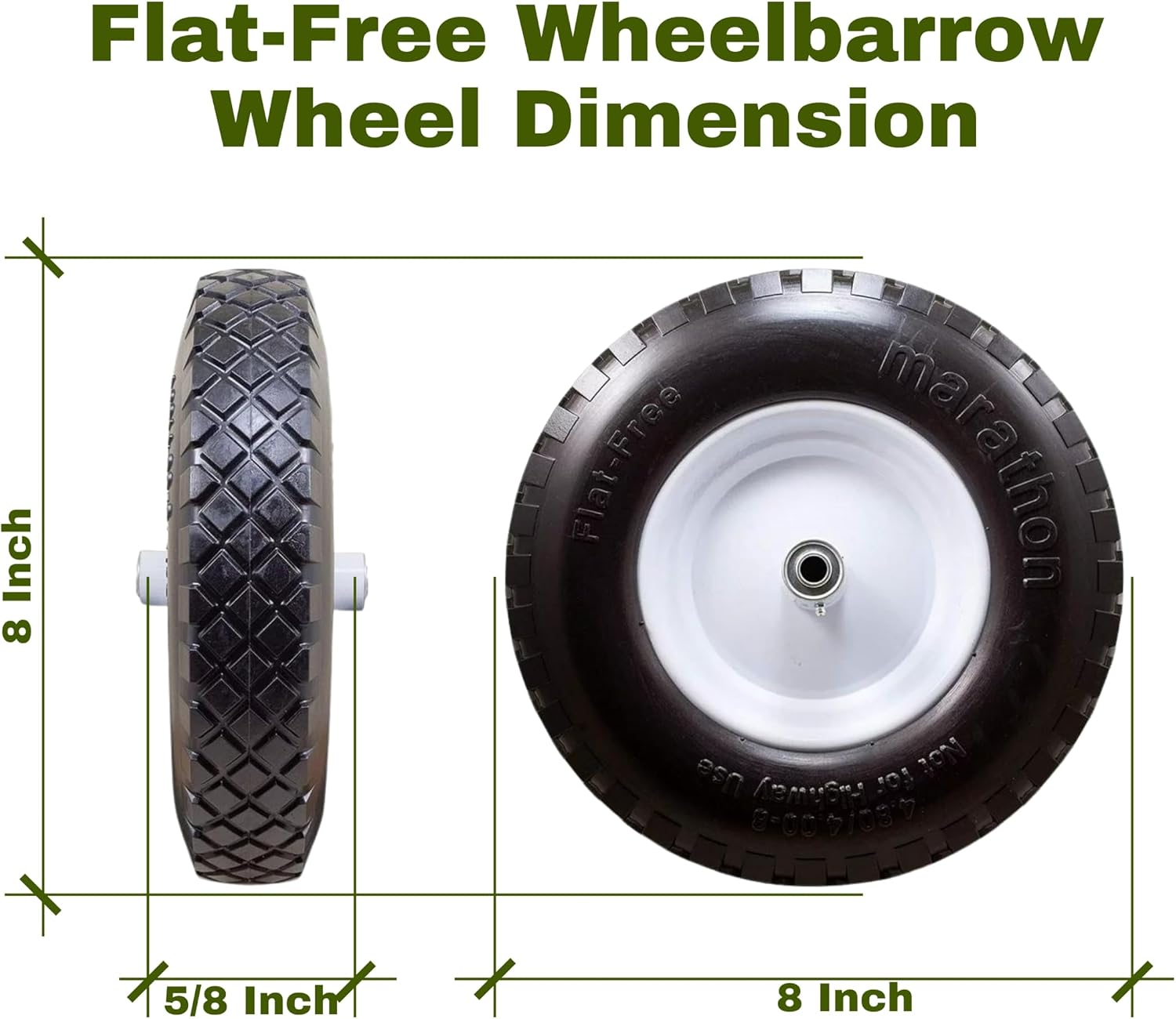 Marathon 00047 16" Knobby Flat Free Wheelbarrow Tire