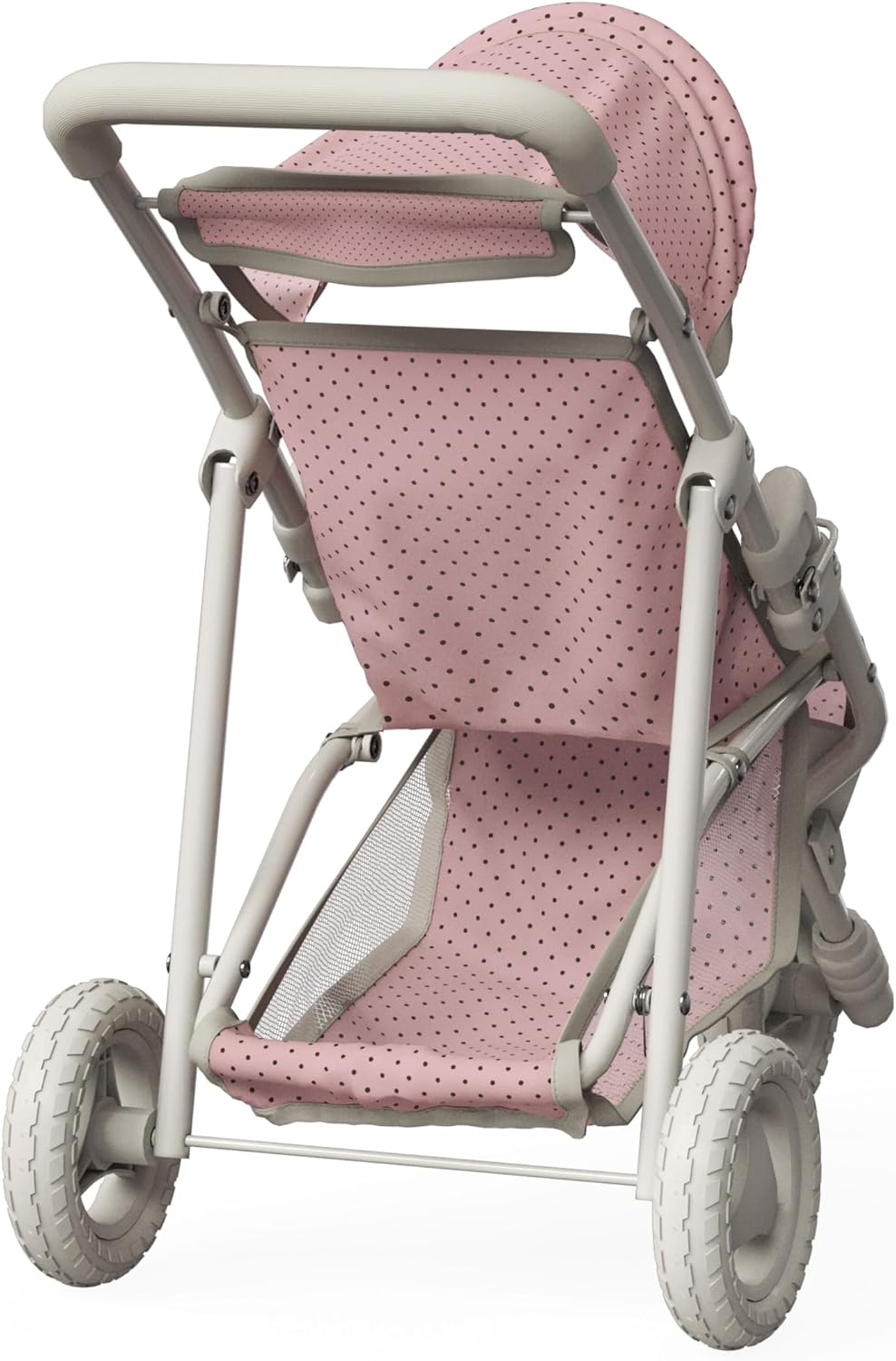Olivia's Little World Doll Jogging-Style Stroller with Canopy, Storage Underneath, Pink and Cream and Gray | Canopy, Storage Underneath