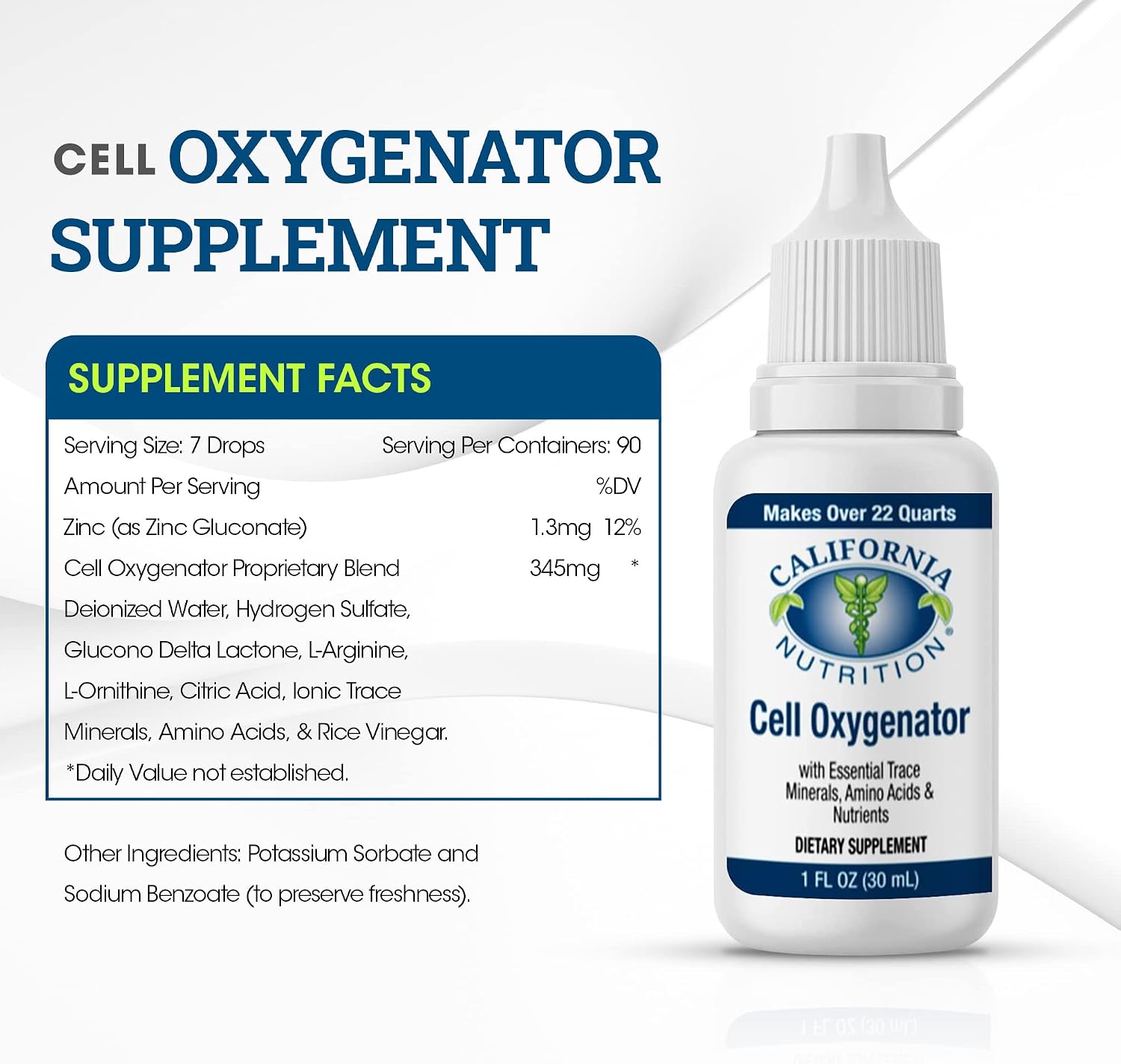 Cell Oxygenator Oxygen Boost, 1fl oz (30ml), Cell Food Oxygen Drops with Zinc, Support Immune System, Liquid Oxygen Dietary Supplement