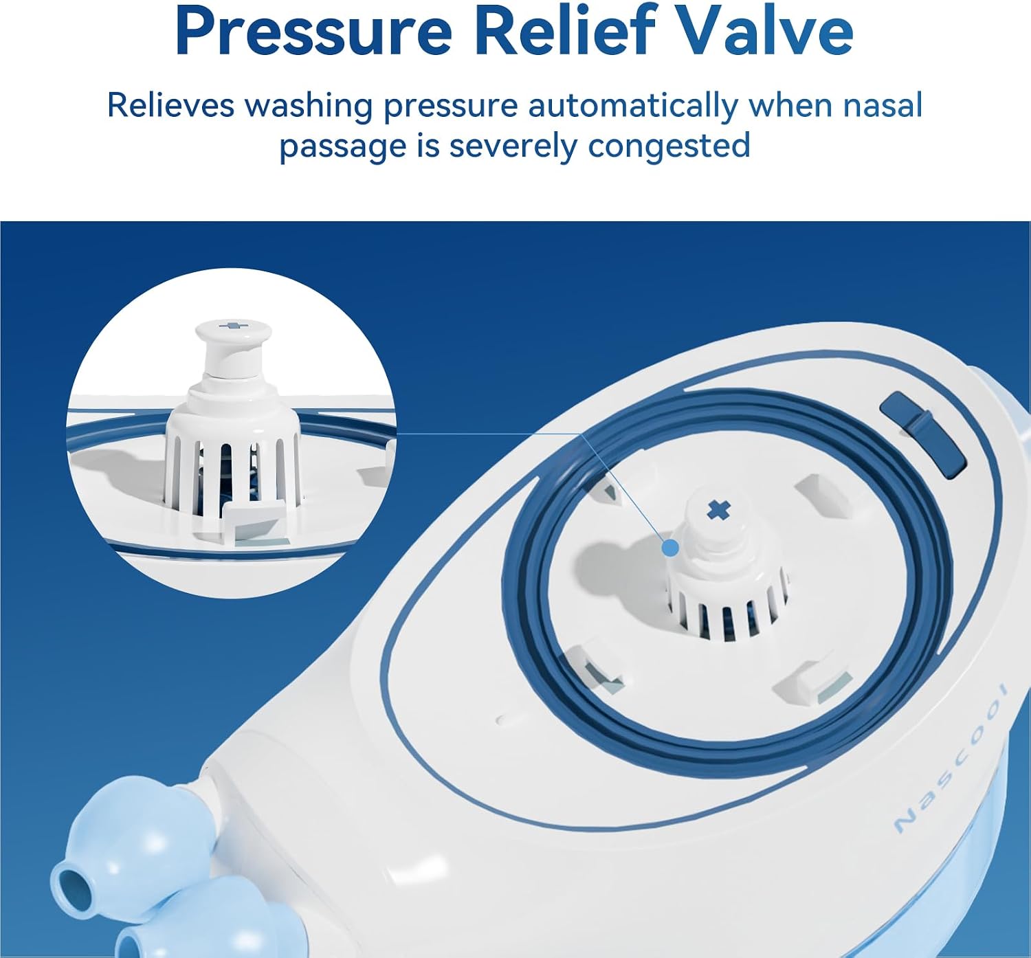 Nascool Electric Nasal Irrigation System with 50 Salt Packets Sinus Rinse | Auto Self-Cleaning, Pressure Relief & Waste Water Collection
