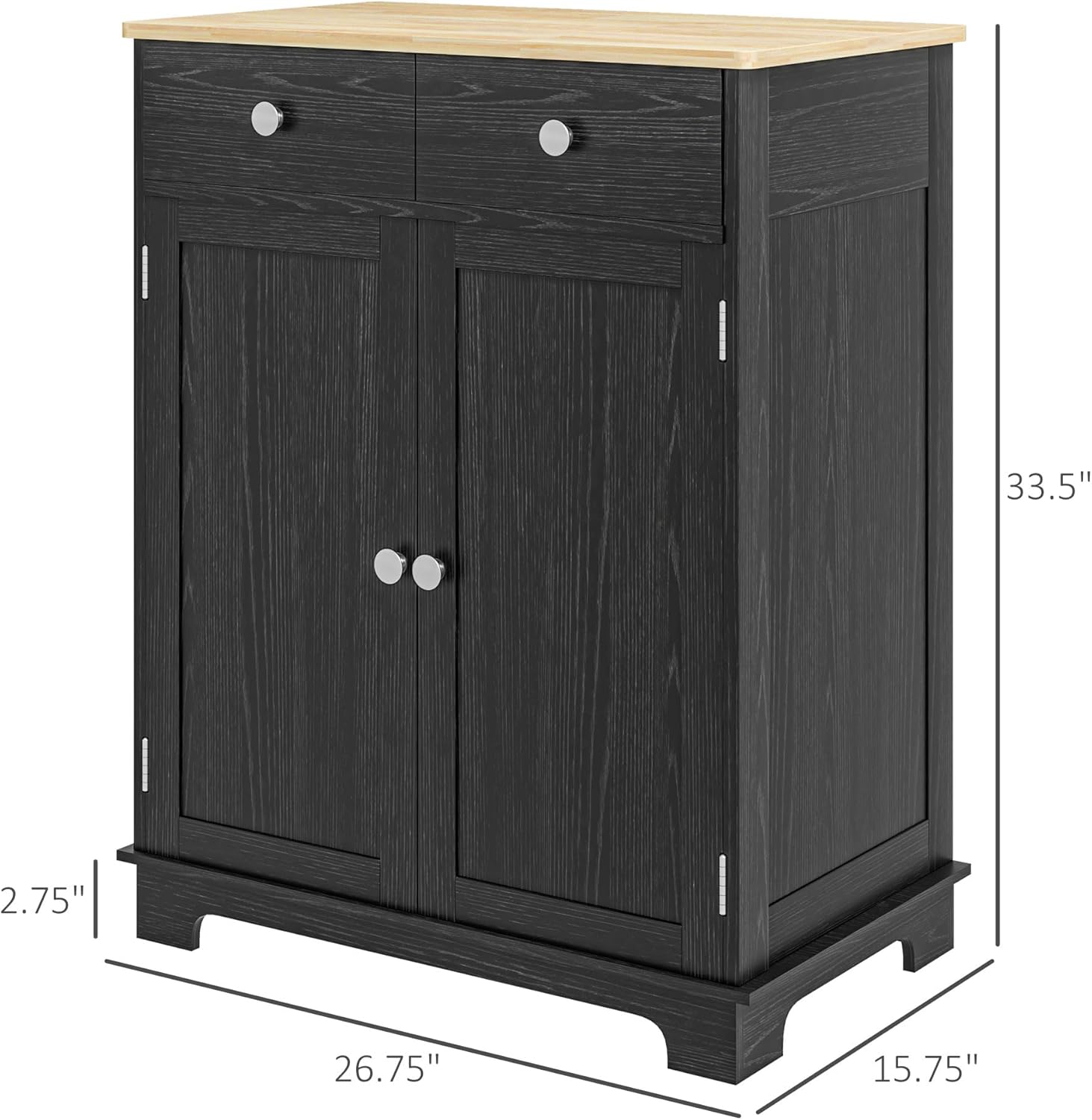 HOMCOM Sideboard Buffet Cabinet Solid Wood Countertop White