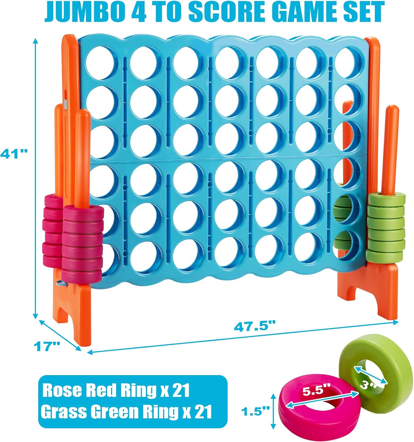 Costzon Giant 4-in-A-Row, Jumbo 4-to-Score Giant Game Set for Kids & Adults, Indoor Outdoor Yard Connect Game