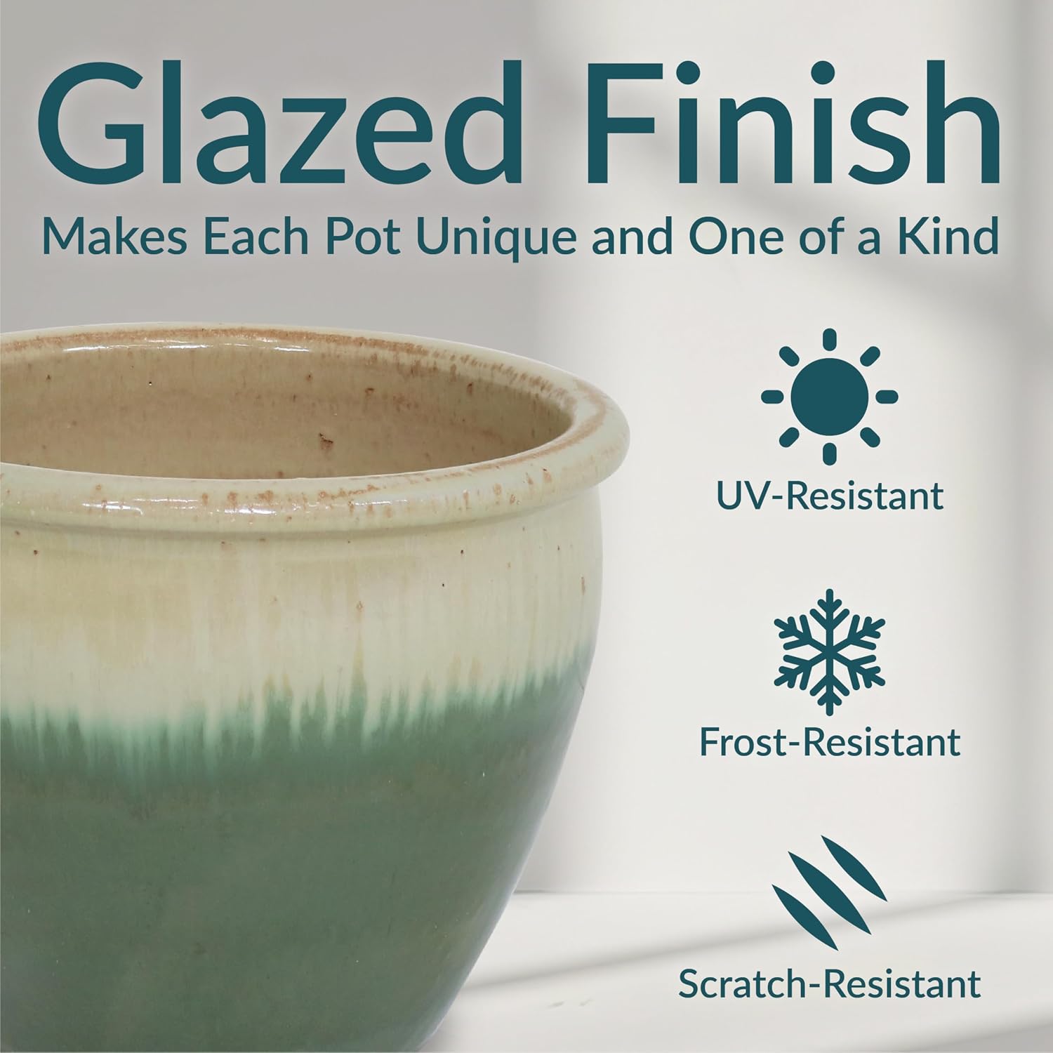 Sunnydaze Chalet 12" Ceramic Plant Pot, Imperial Blue Glaze, 2pk