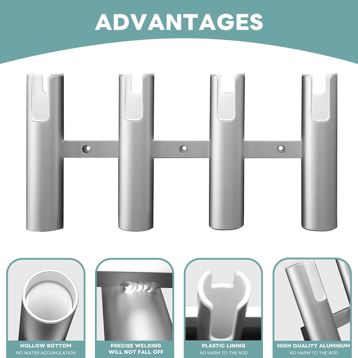Aluminium Fishing Rod Holders for Boat, Wall-Mounted Fishing Pole Roof Rod Rack,Surf Fishing Rod Holder for Truck, Boats & Yacht