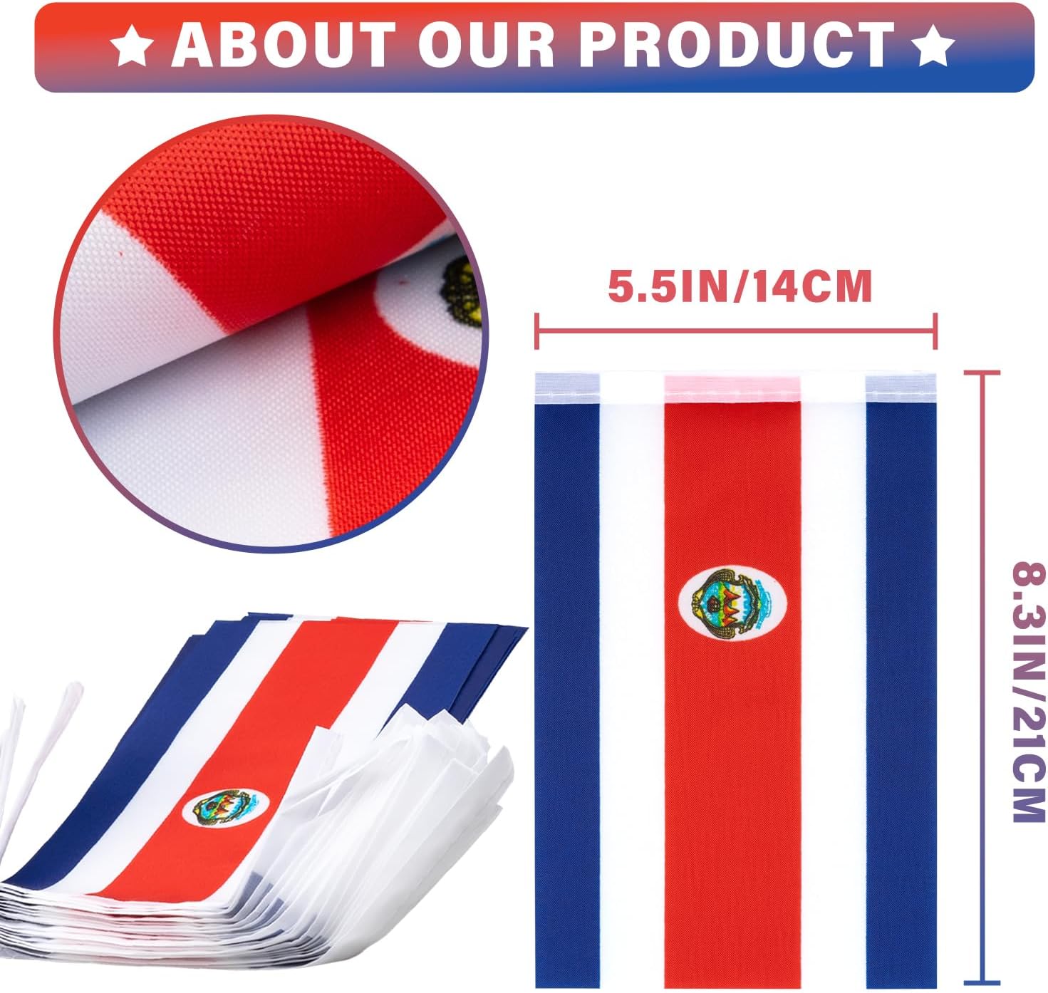 Nicaragua String Flag Pennant Banner, Small Mini Nicaraguan Flags Bunting Banner, National Country Decoration for School, Party, Sports Events, Patriotic Festival, 33 Feet 30 Flags