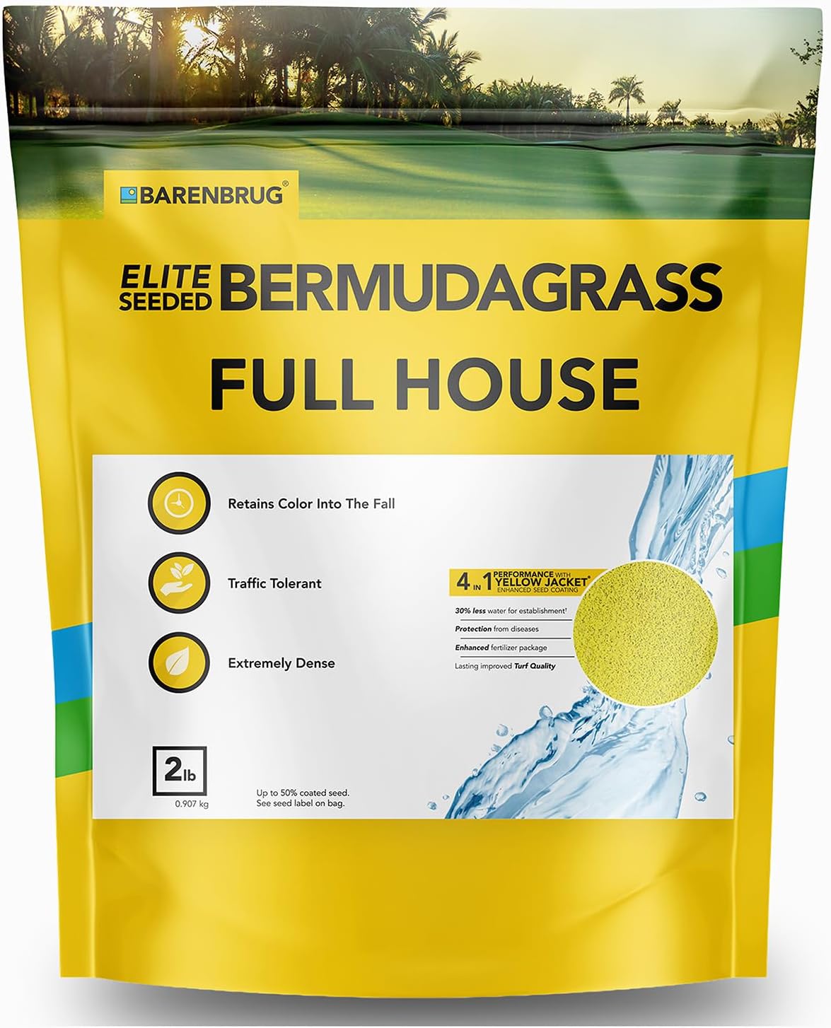 Outsidepride Full House Bermuda Grass Seed Mix - 2 lbs. Premium Warm Season Turf Blend of Traffic & Drought-Tolerant Monaco & Hollywood Bermuda