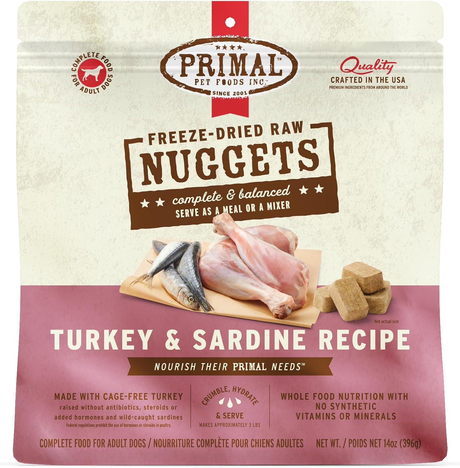 Primal Freeze Dried Raw Dog Food Nuggets, Beef, 14 oz | Complete & Balanced Nutrition, Meal, Topper or Treat, Grain-Free, High Protein, No Synthetic Vitamins & Minerals
