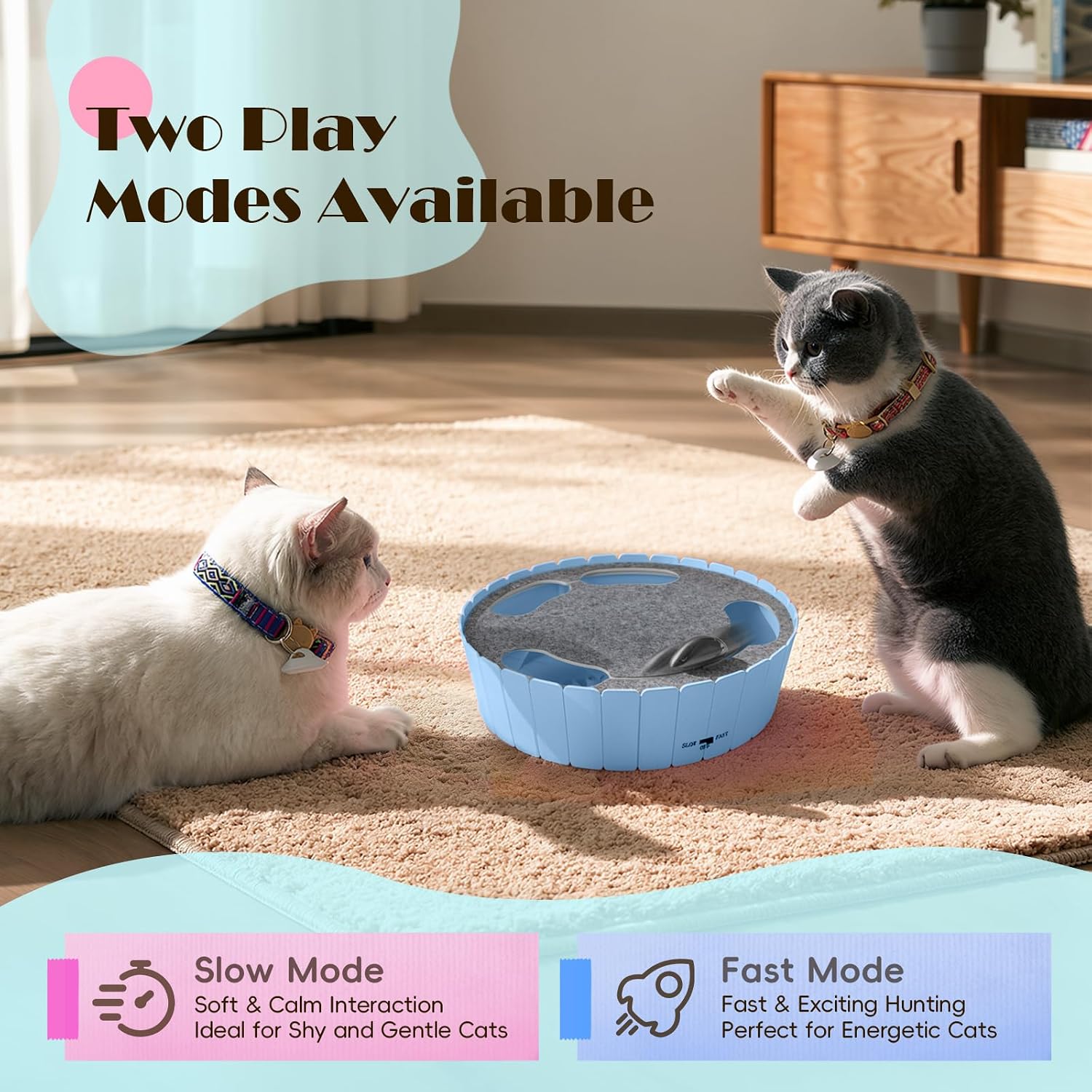 Pawaboo Interactive Cat Toy with Running Mouse, Automatic Track Kitten Toy | Electronic Motion Cat Toy for Indoor Cats, Pop and Play Hide Seek Cats Toys Hunting Mouse for Kitty Play Exercise, Green