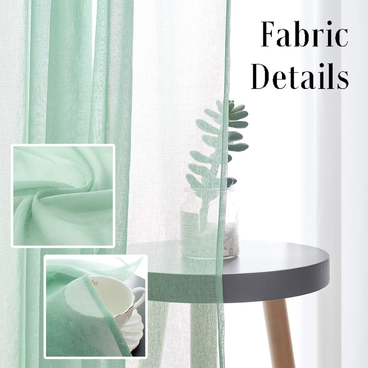 Off White Semi Sheer Curtains 72 Inches Long Faux Linen Off White Sheers Curtain for Bedroom Living Room Girls Kids Room 2 Panels 52x72 Inch Length