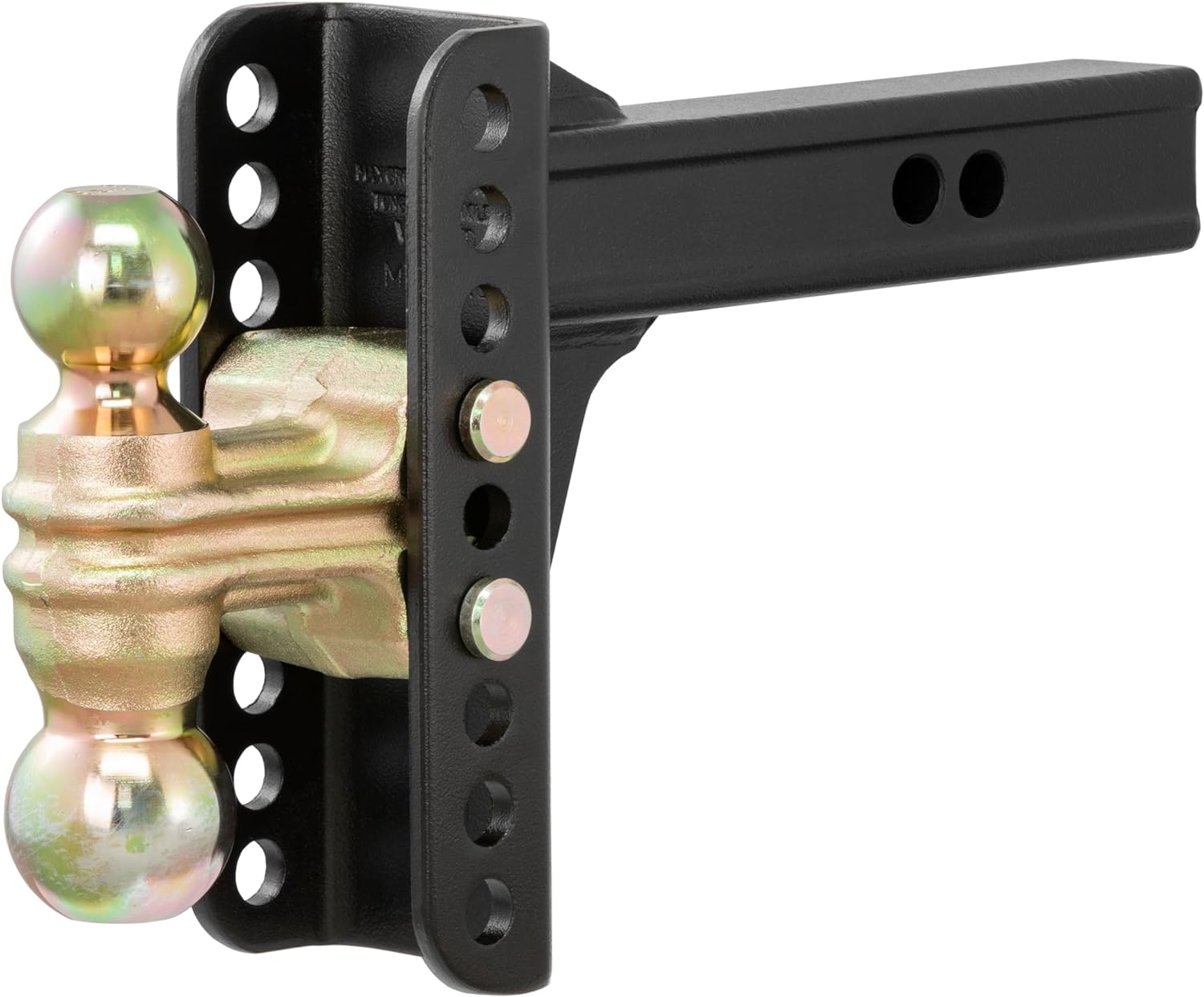 CURT 45900 Adjustable Dual-Ball Channel Mount, 2" Shank, 6" Drop | 2" Ball Rated 10, 000 lb, 2-5/16" Ball Rated 14, 000 lb, 5-1/4" Rise