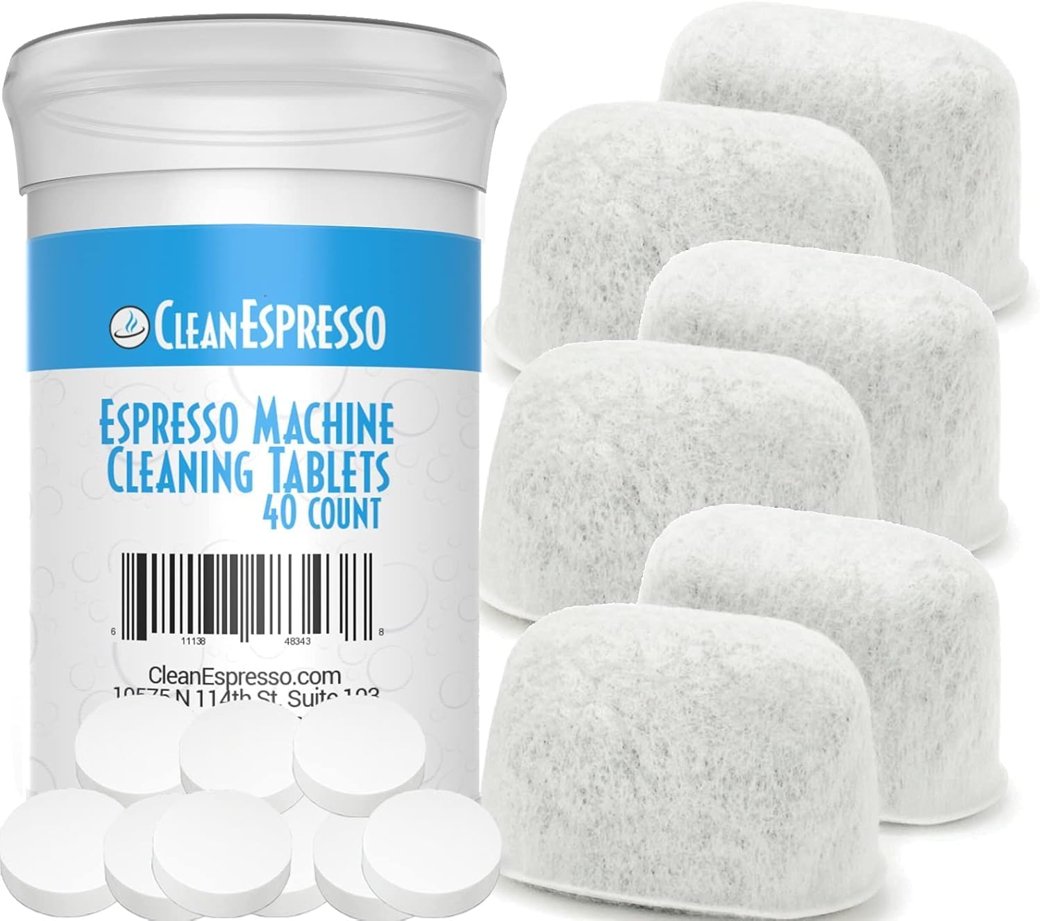 CleanEspresso - Designed For Breville Cleaning Kit - 40 Cleaning Tablets and 6 Water Filters for Breville Espresso Machines - 2g Espresso Machine