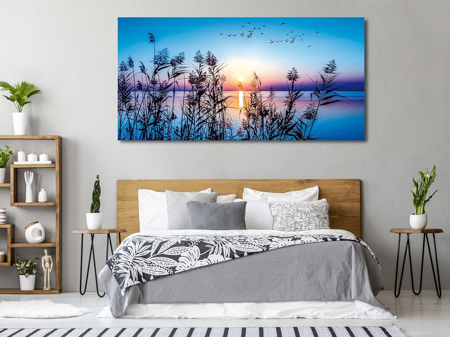 arteWOODS Ocean Wave Canvas Wall Art Beach Sunset Pictures Coastal Nature Artwork Blue Sea Painting Prints for Living Room Bedroom Home Office Decoration 20" x 40"