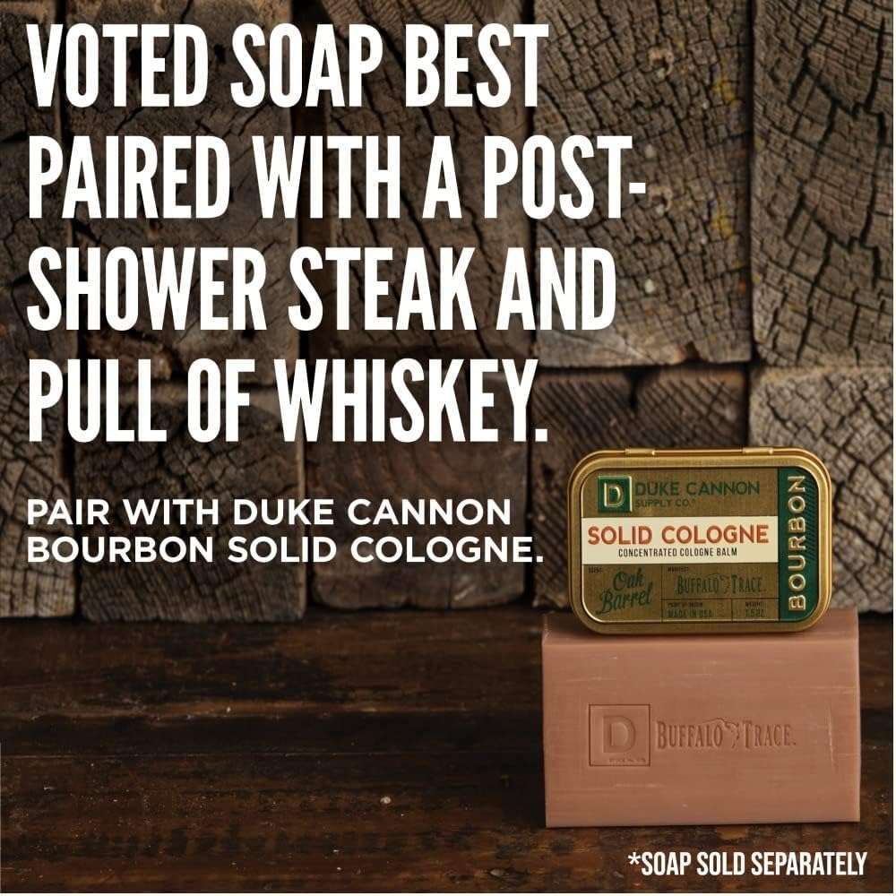 Duke Cannon Solid Cologne for Men, Bourbon Scent, Concentrated Balm, 1.5 oz | Woodsy charred oak barrel aroma inspired by classic bourbon craftsmanship
