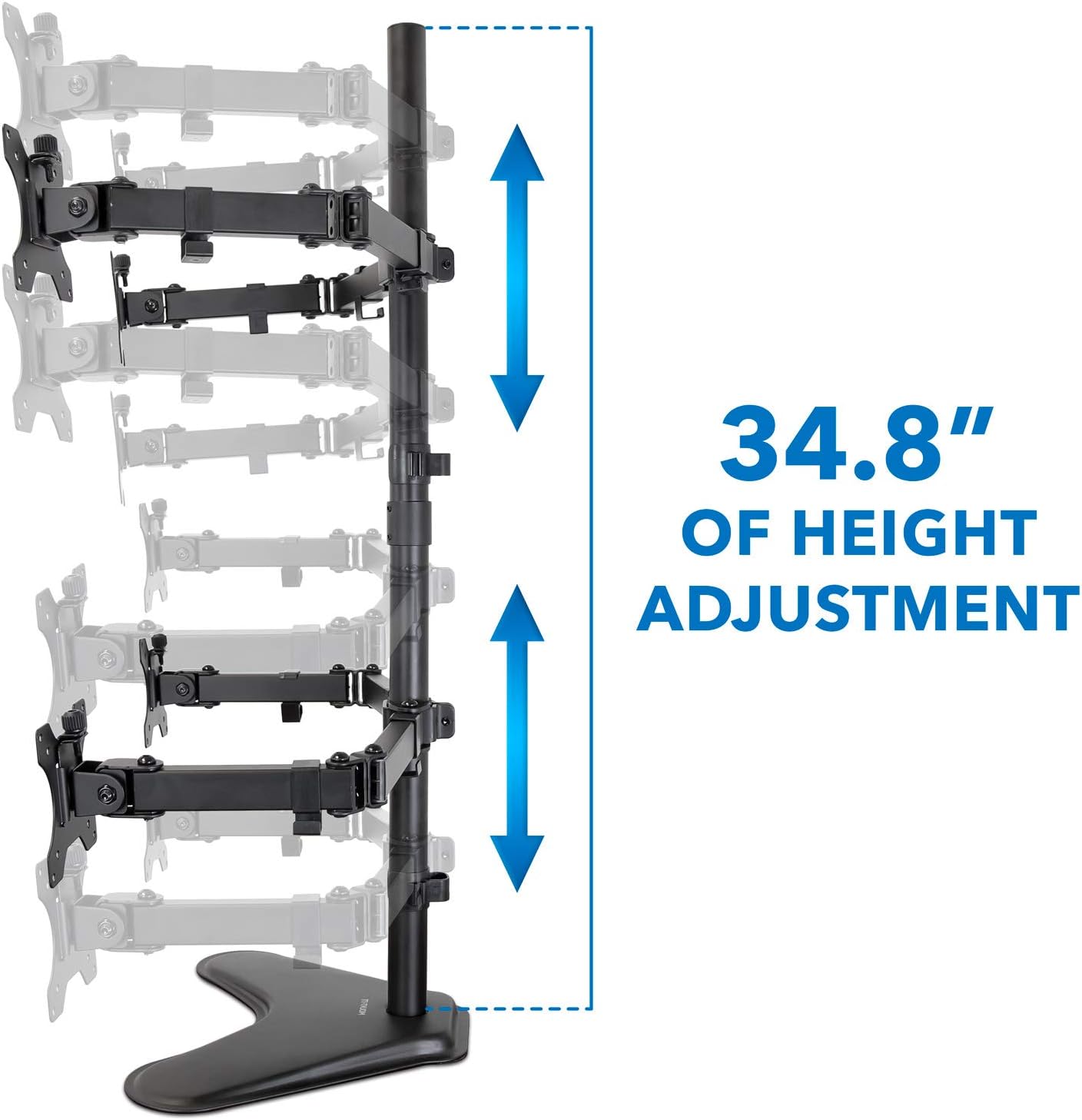 Mount-It! Quad Monitor Stand for 4 Screens up to 32", Free Standing Multi Monitor Desk Mount, Height Adjustable 34.8", 17.6 lbs Each