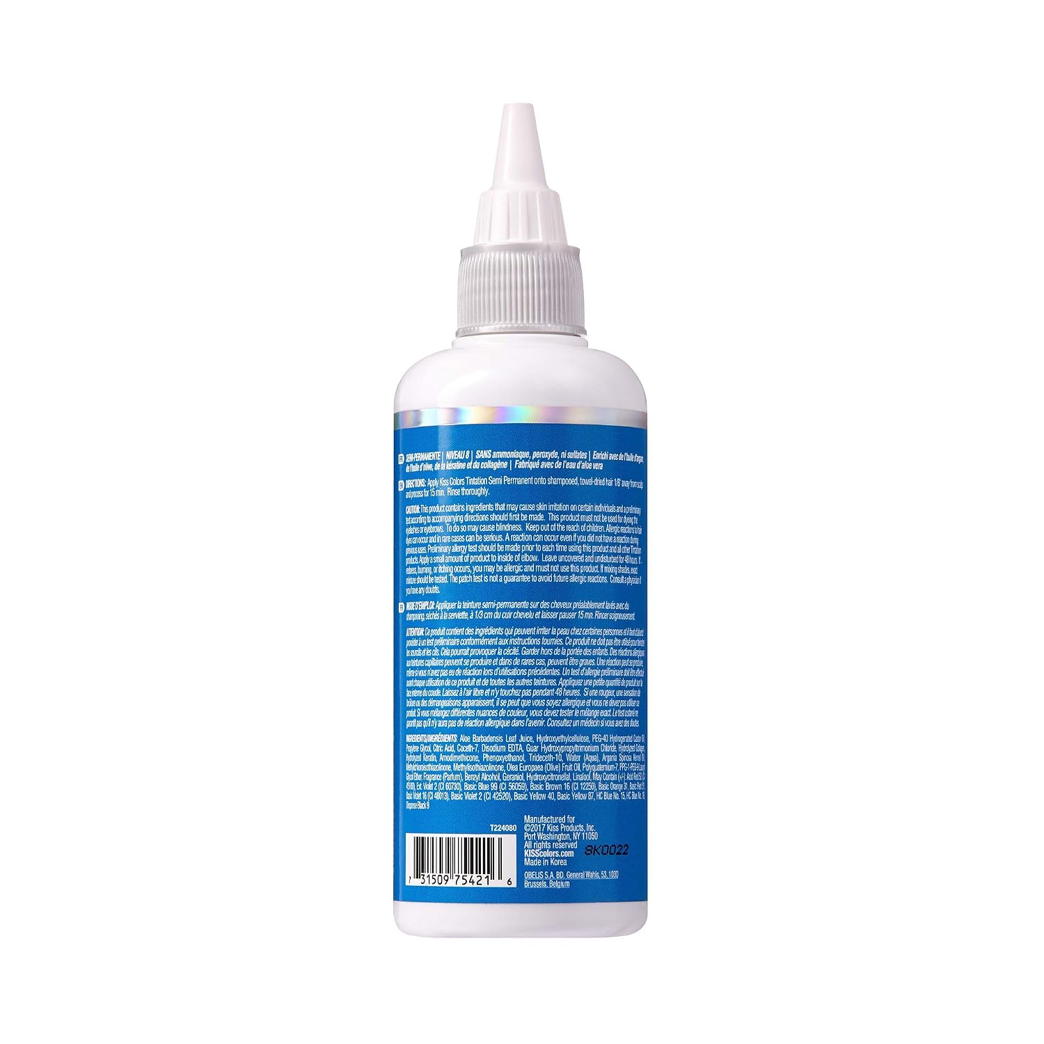 Red by Kiss Tintation Semi-Permanent Hair Color, Aloe Vera Water Based, Argan Oil, Olive Oil, Collagen & Keratin, Long-Lasting Color Dye (Honey Brown, 5 Fl Oz)