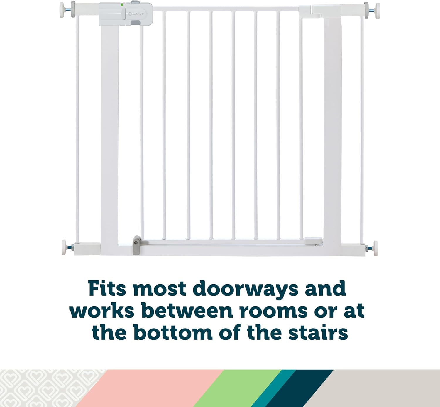 Safety 1st Easy Install Walk Thru Baby Gate for Doorway With Door, Dog Gates, Fits 29"-38", Easy Install 28" Tall, White