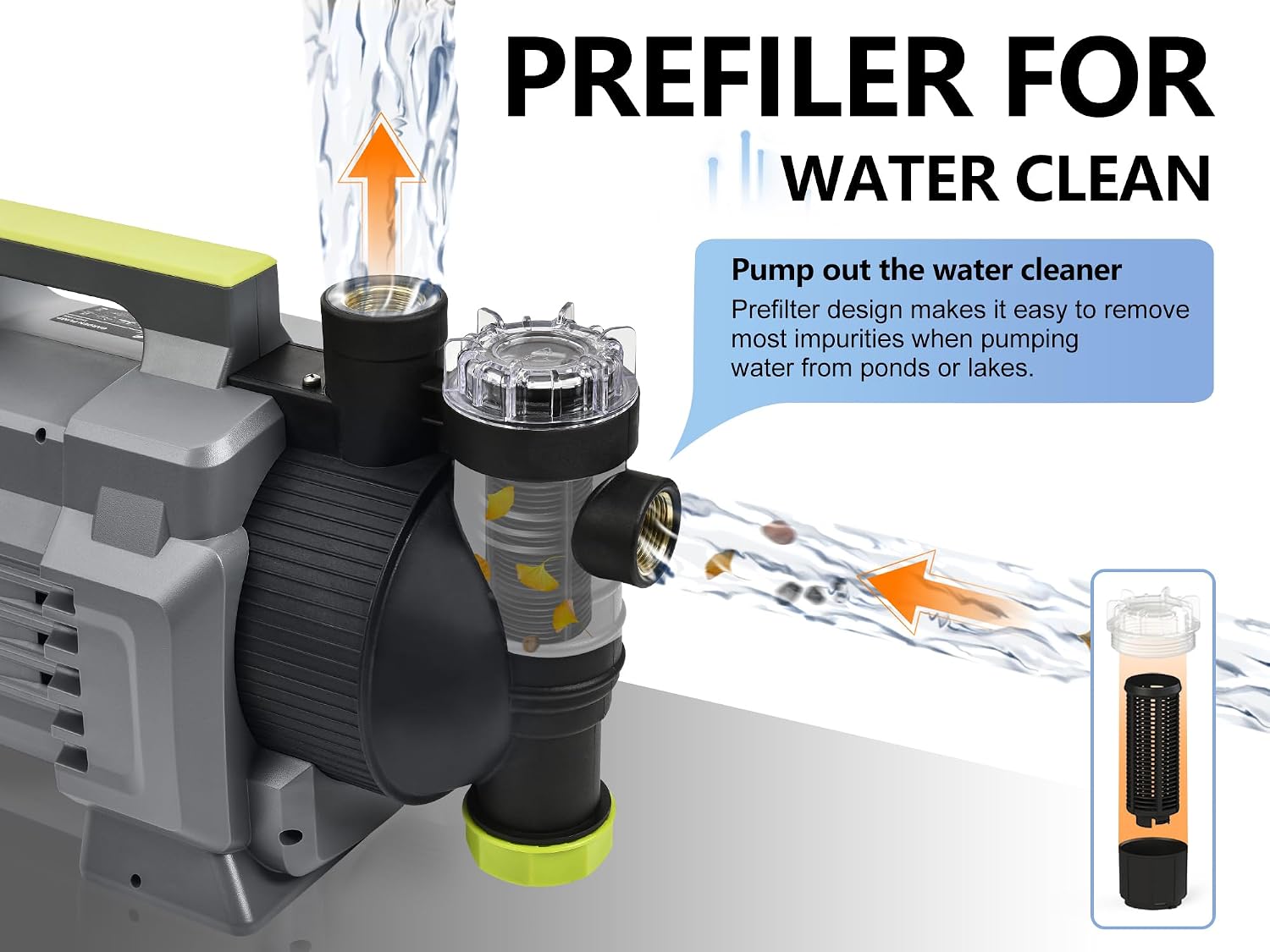 1HP Portable Garden Transfer Pump, 900GPH Electric Sprinkler Booster Pump, Shallow Well Jet Pump for Home Lawn Irrigation and Water Draining